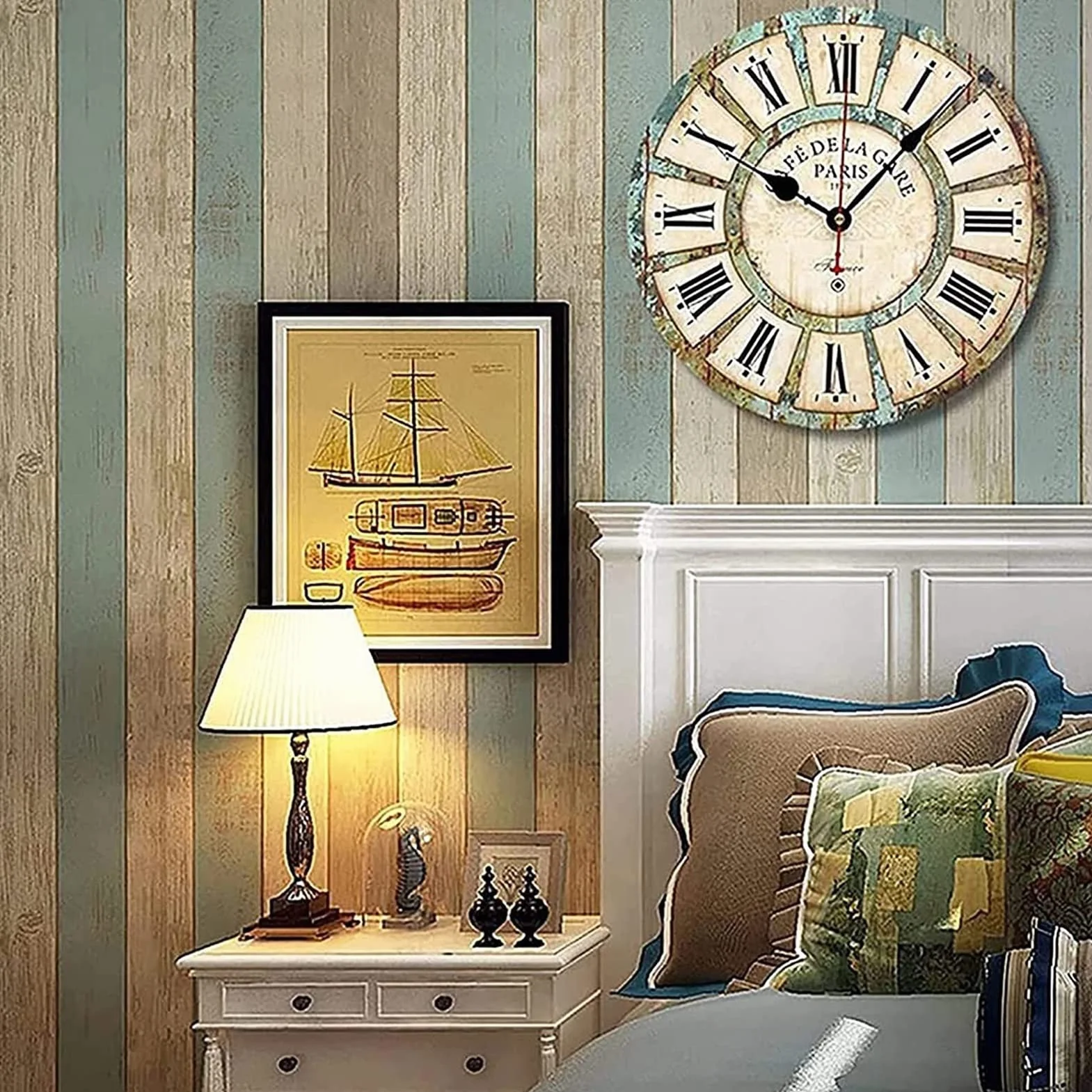 Zewnętrzny zegar ścienny 30 cm wodoodporny zegar ogrodowy z cyframi rzymskimi wyświetlacz retro styl shabby drewniany cichy zegar ścienny na patio dekoracja zegar ścienny (kolor: A)