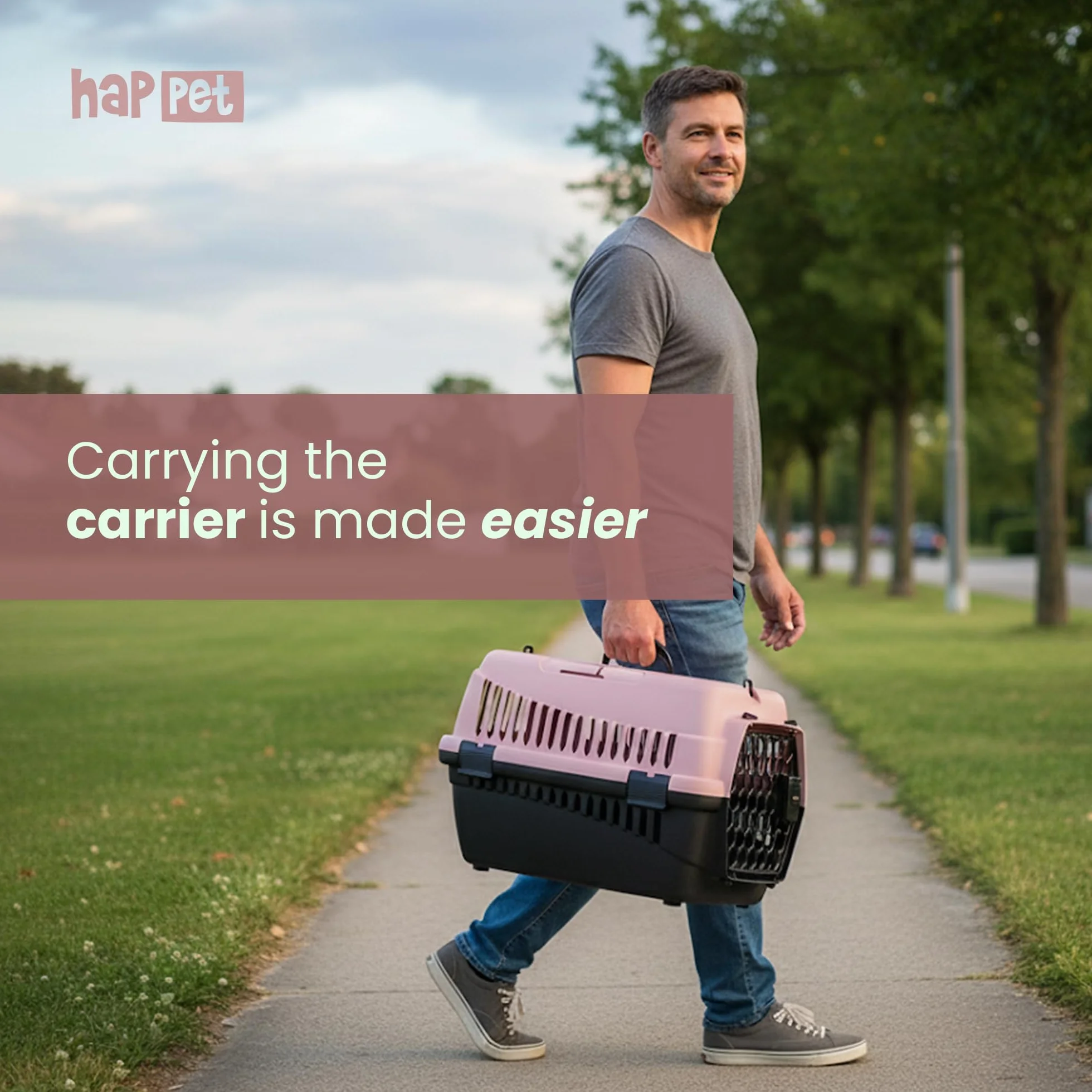 HAPPET Transporter dla Zwierząt ABBA S Różowy 50×33×33 cm Box dla Kota i Psa