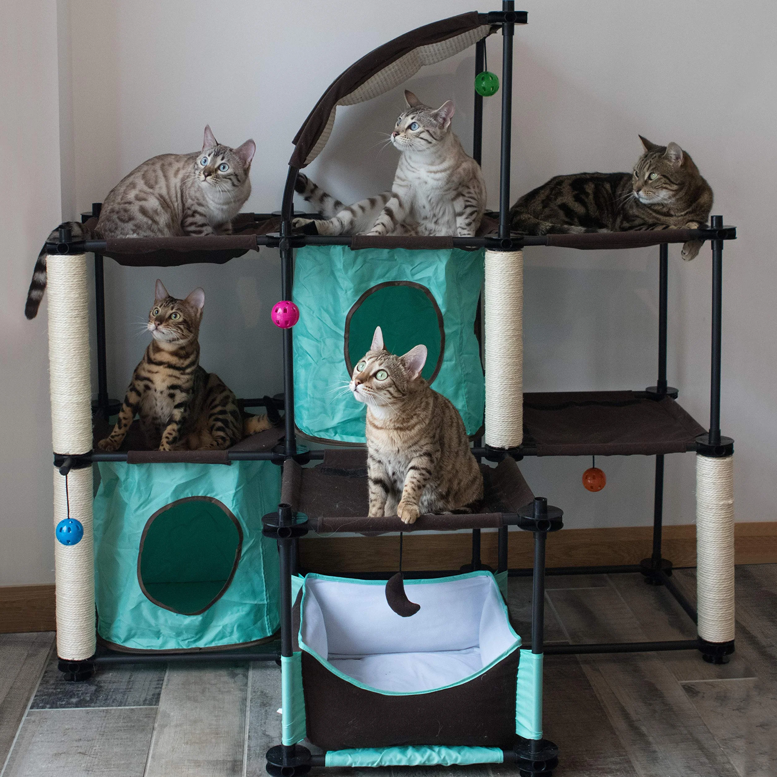 Kitty City Claw wewnątrz i na zewnątrz Mega zestaw mebli dla kotów, śpioszki dla kota, hodowla na zewnątrz, czarna C, 40 x 40 x 40 cm (opakowanie 1 szt.)