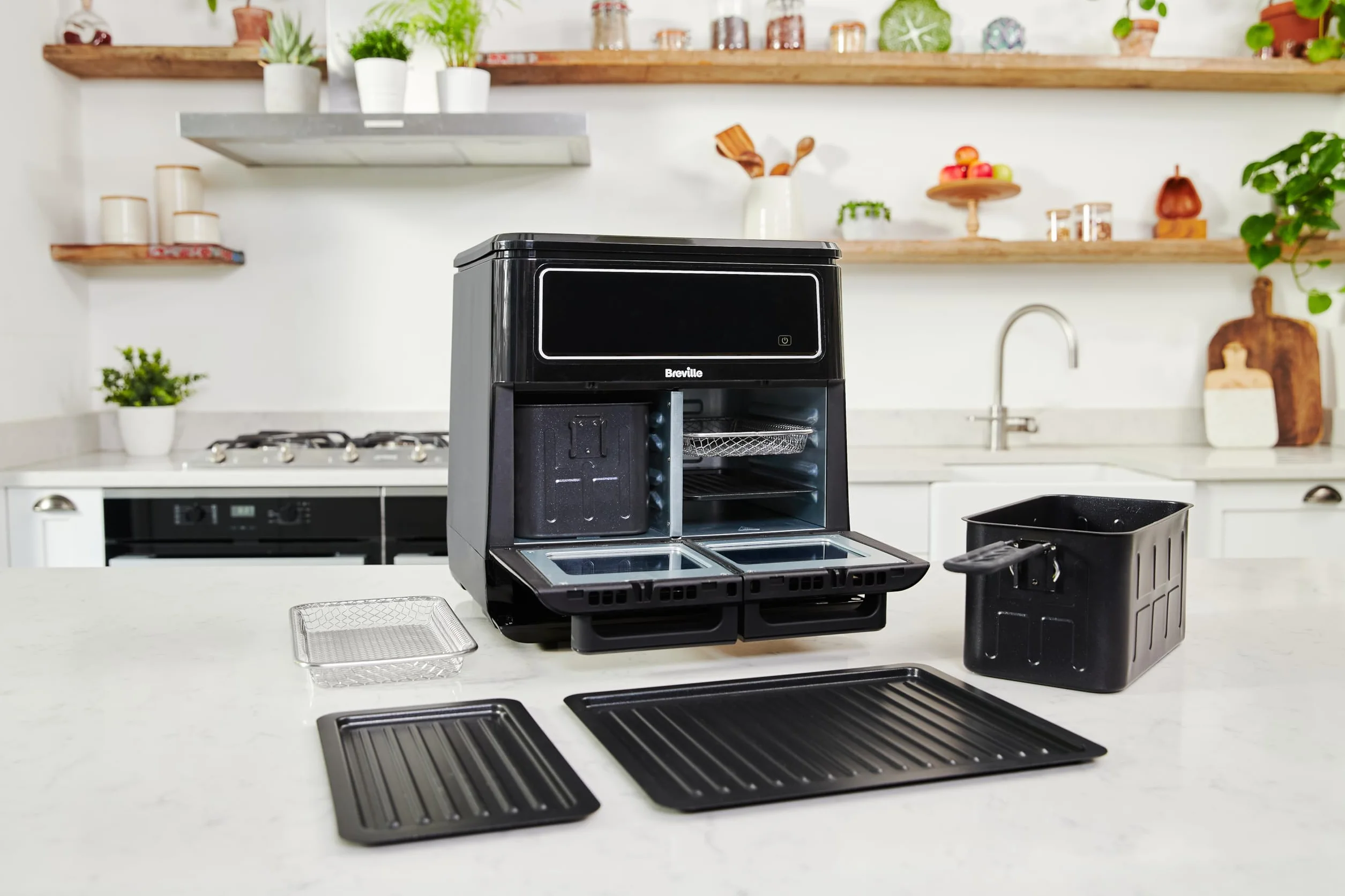Breville Halo Flexi frytkownica na gorące powietrze, cyfrowa, dwukomorowa, 11 l, dla ponad 10 osób, smażenie, grillowanie, smażenie, podgrzewanie, 2400 W [VDF130X]