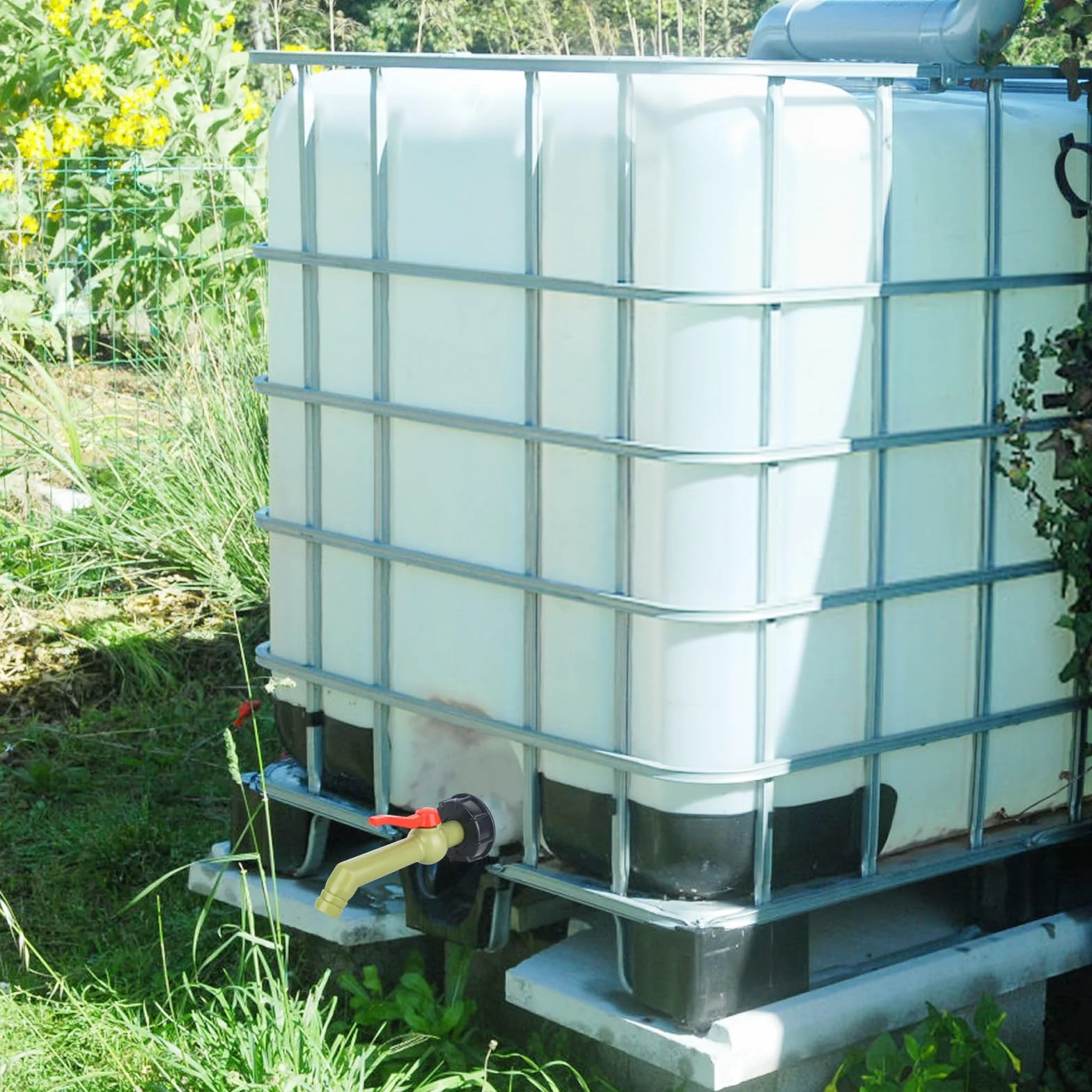 2-częściowy zestaw kranów spustowych IBC i zbiornika IBC, 1 cal kran IBC z kuleczkiem kulowym IBC do zbiornika na deszczówkę IBC, zbiornik na wodę (DN40/50)