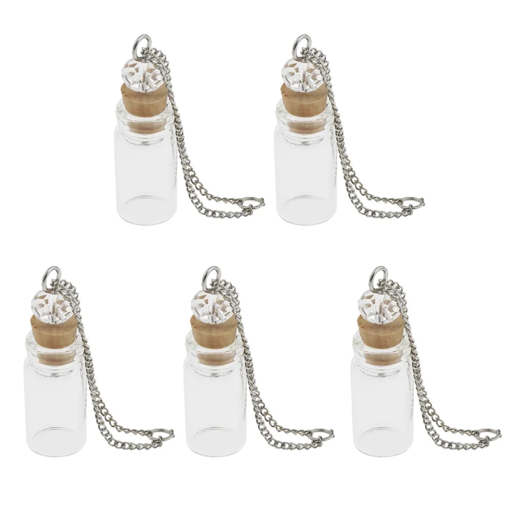 Mini szklana butelka z korkiem naszyjnik wisiorek fiolka DIY dekoracja 1 ml przezroczysta