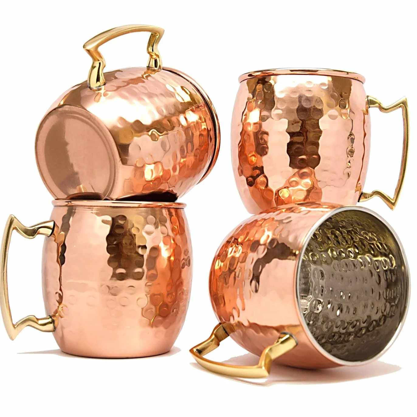 4 sztuki miedzianych szklanek na wodę do uzdrawiania ajurwedyjskiego produktu Moscow Mule miedziane kubki pojemność 350 ml (Styl 10)