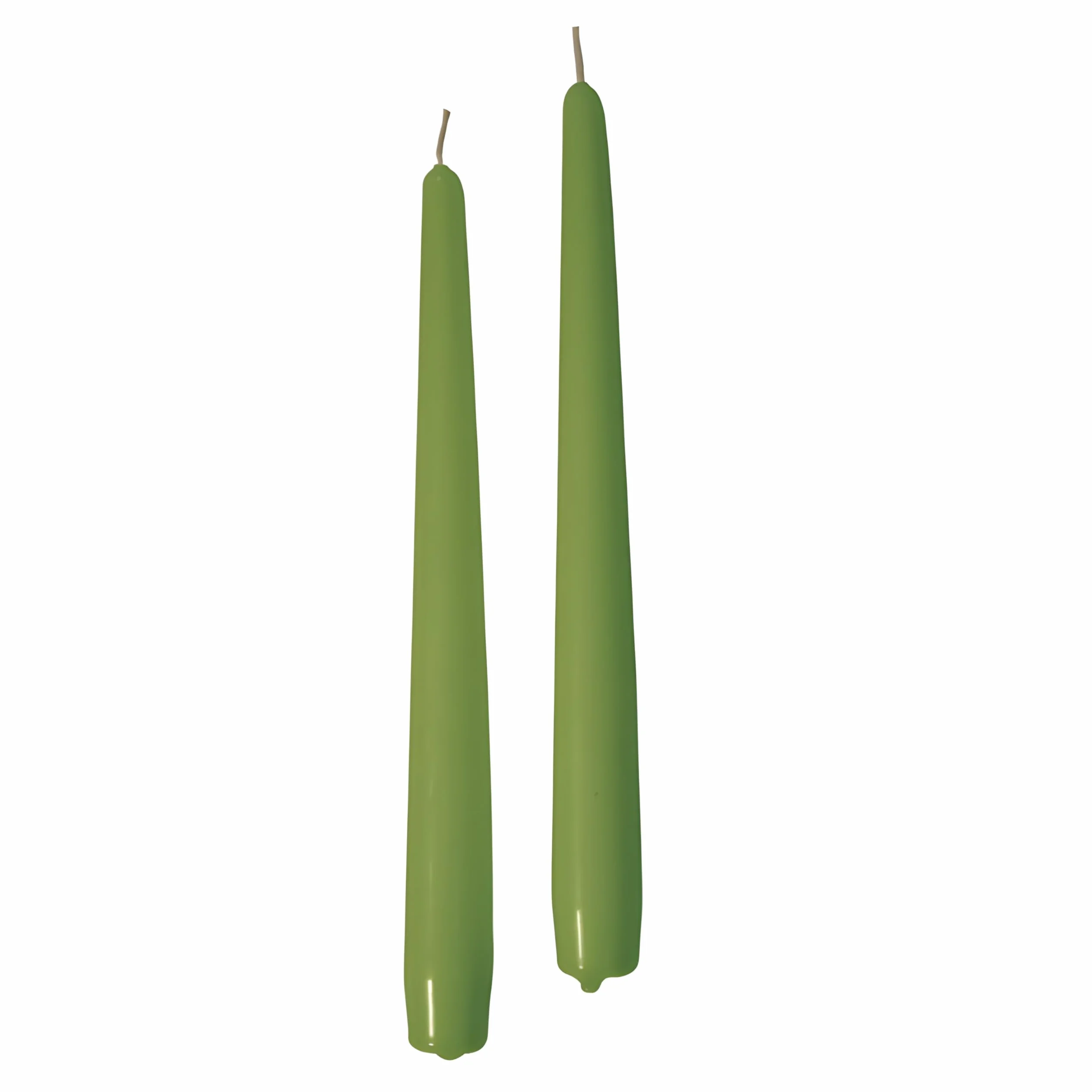 Świece stożkowe oliwkowo-zielone 12 sztuk 30 cm 2,2 cm