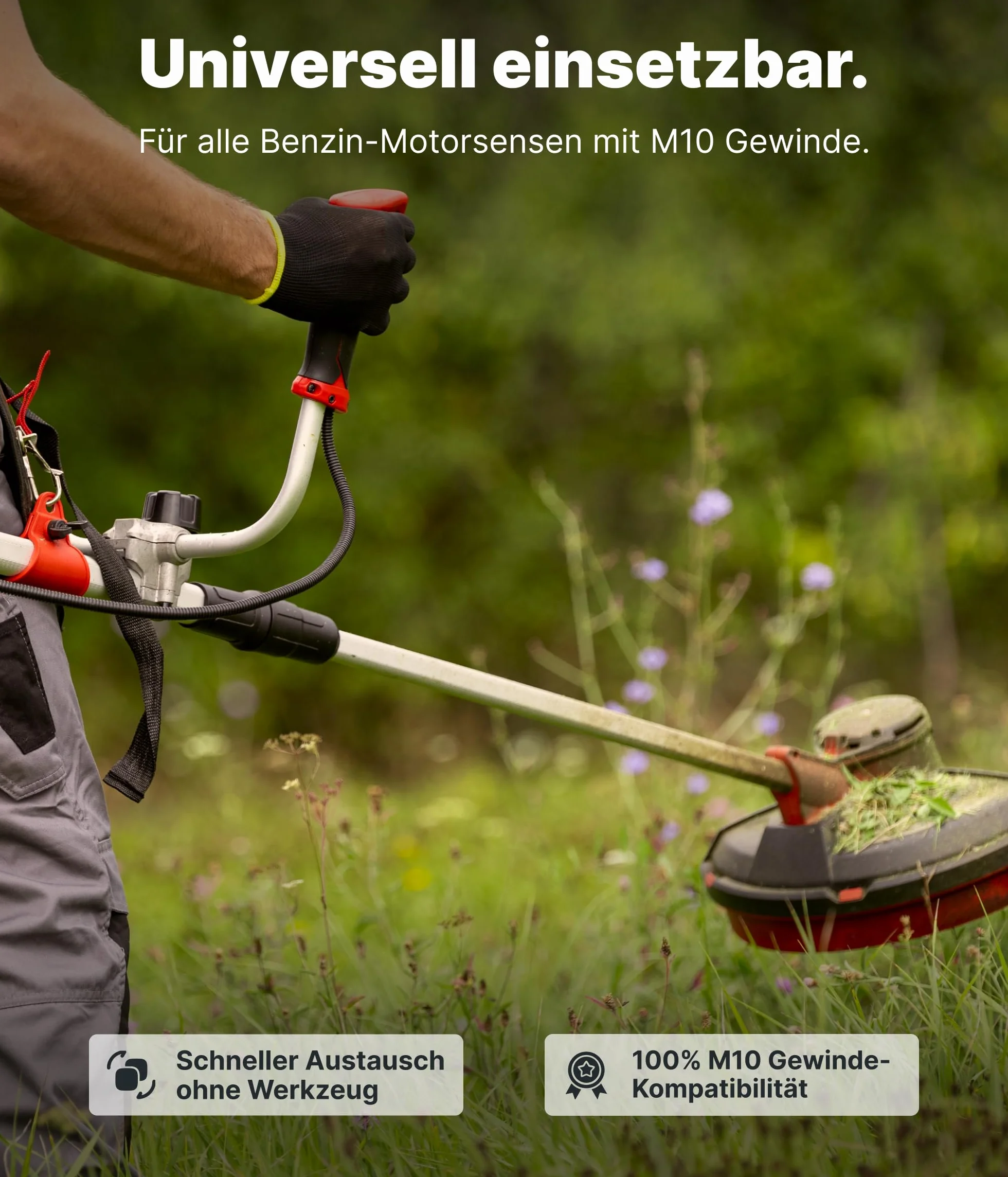 NEMAXX® FS2 Tap & Go głowica żyłkowa (głowica do podkaszarki) – system półautomatyczny podwójna żyłka – do kosy spalinowej – M10x1,25 lewy gwint – 2mm – średnica cięcia 380mm – Czerwony (1 sztuka)