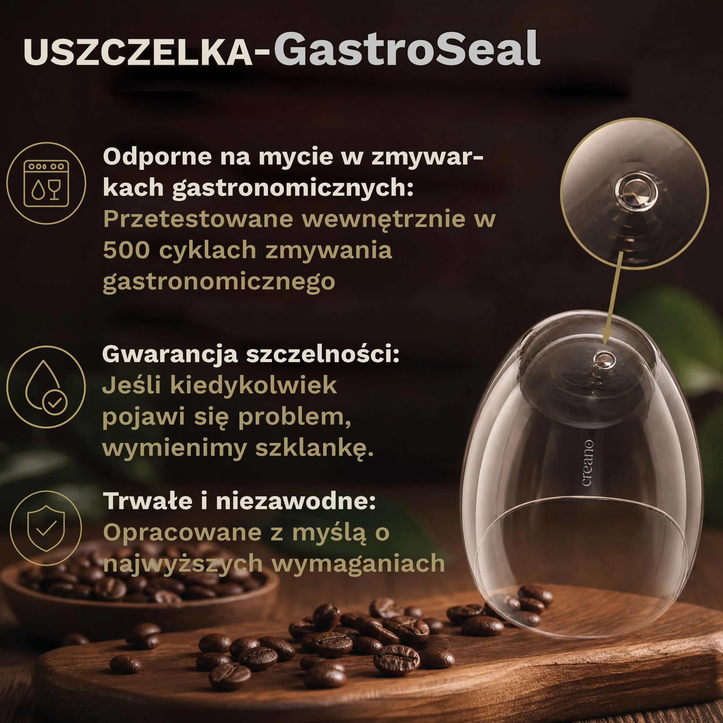 Creano PREMIUM Szklanki Dwuścienne 400 ml – Zestaw 6 szt. – ŚWIATOWA NOWOŚĆ | W 100% przystosowane do mycia w zmywarce dzięki uszczelnieniu GastroSeal – jakość dla gastronomii – szkło dwuścienne