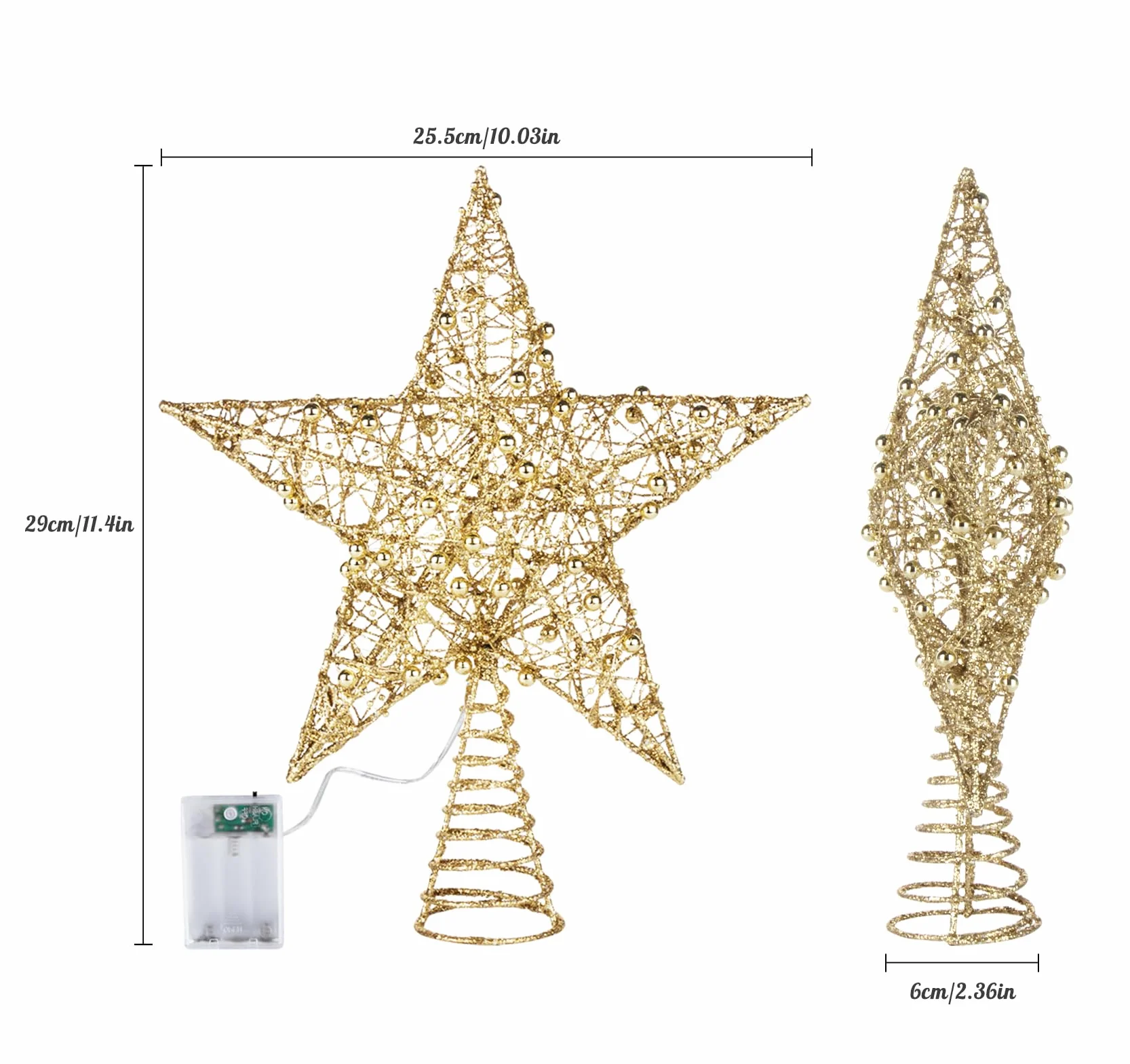 Christmas Tree Topper Star, 30 cm, złota dekoracja bożonarodzeniowa na choinkę w każdym rozmiarze, na biurko, imprezę, Święto Dziękczynienia, dekoracja wnętrz