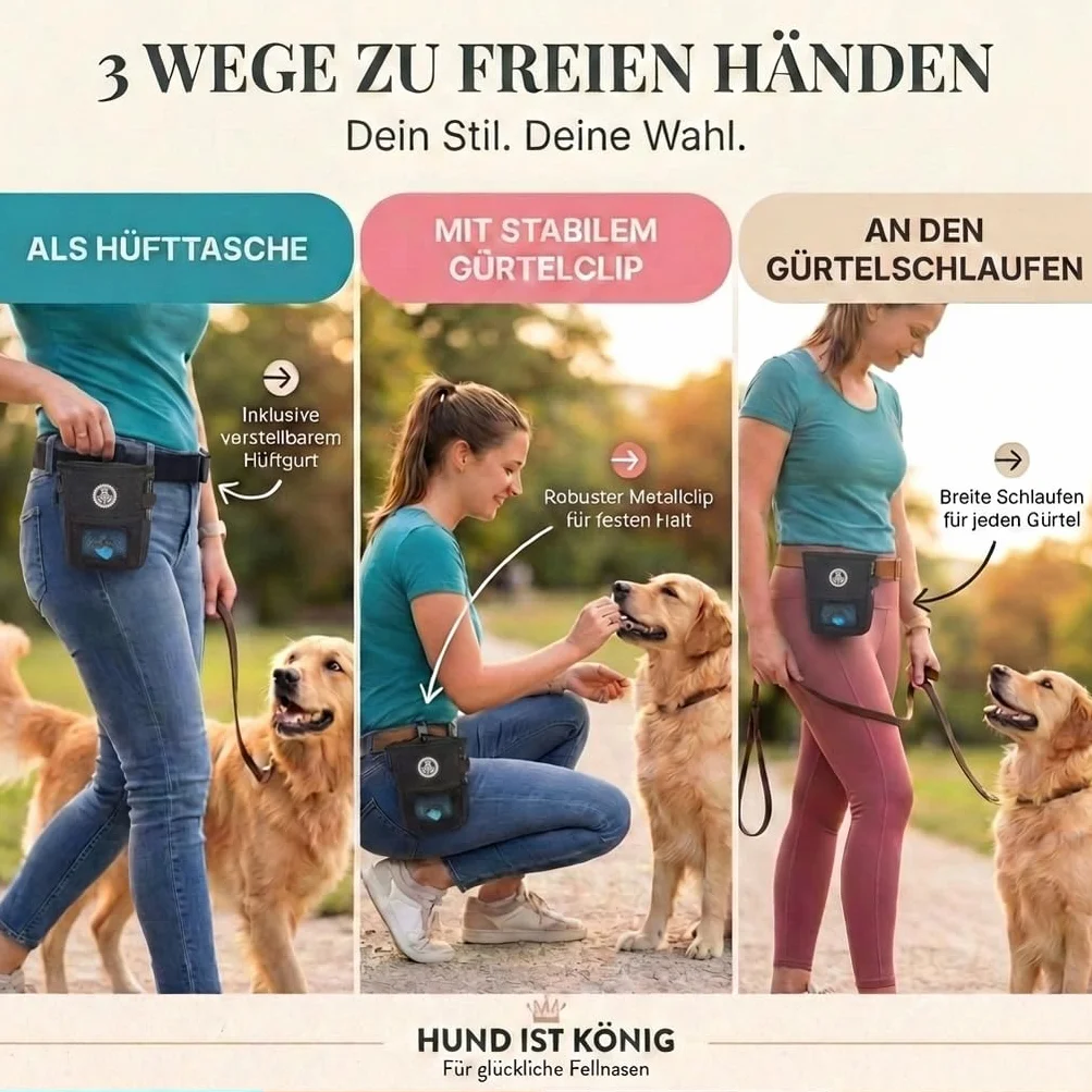 HUND IST KÖNIG Worek na smakołyki do treningu psów – wytrzymała torba na karmę z dozownikiem