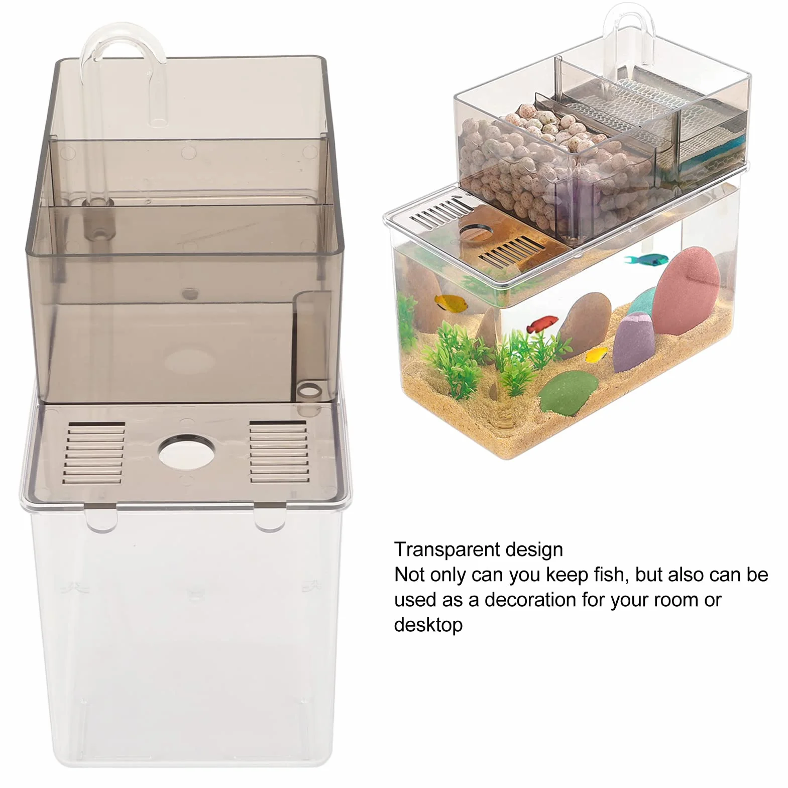 Betta Fish Tank, Fish Tank Bowl Przezroczysty Łatwe Czyszczenie Lekki Mały Zestaw Startowy do Akwarium Mała Złota Rybka Miska dla Betta Fish Żółw Gad