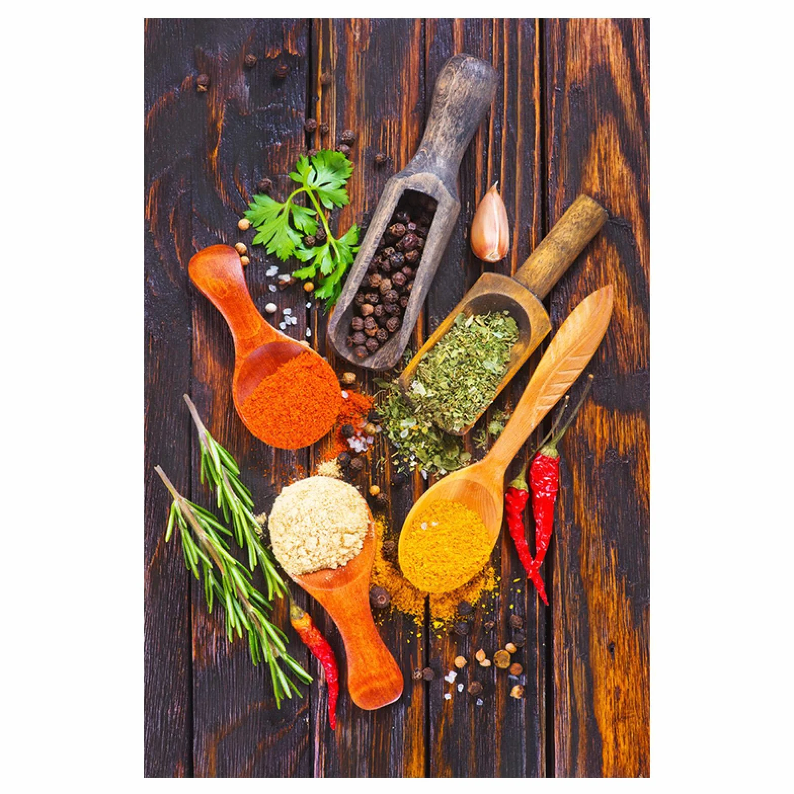 Wydruki na płótnie motyw kuchenny mieszanka ziół i przypraw obrazy artystyczne restauracja plakaty obrazy ścienne jadalnia dekoracja 50 x 70 cm x 3 szt. rama wewnętrzna