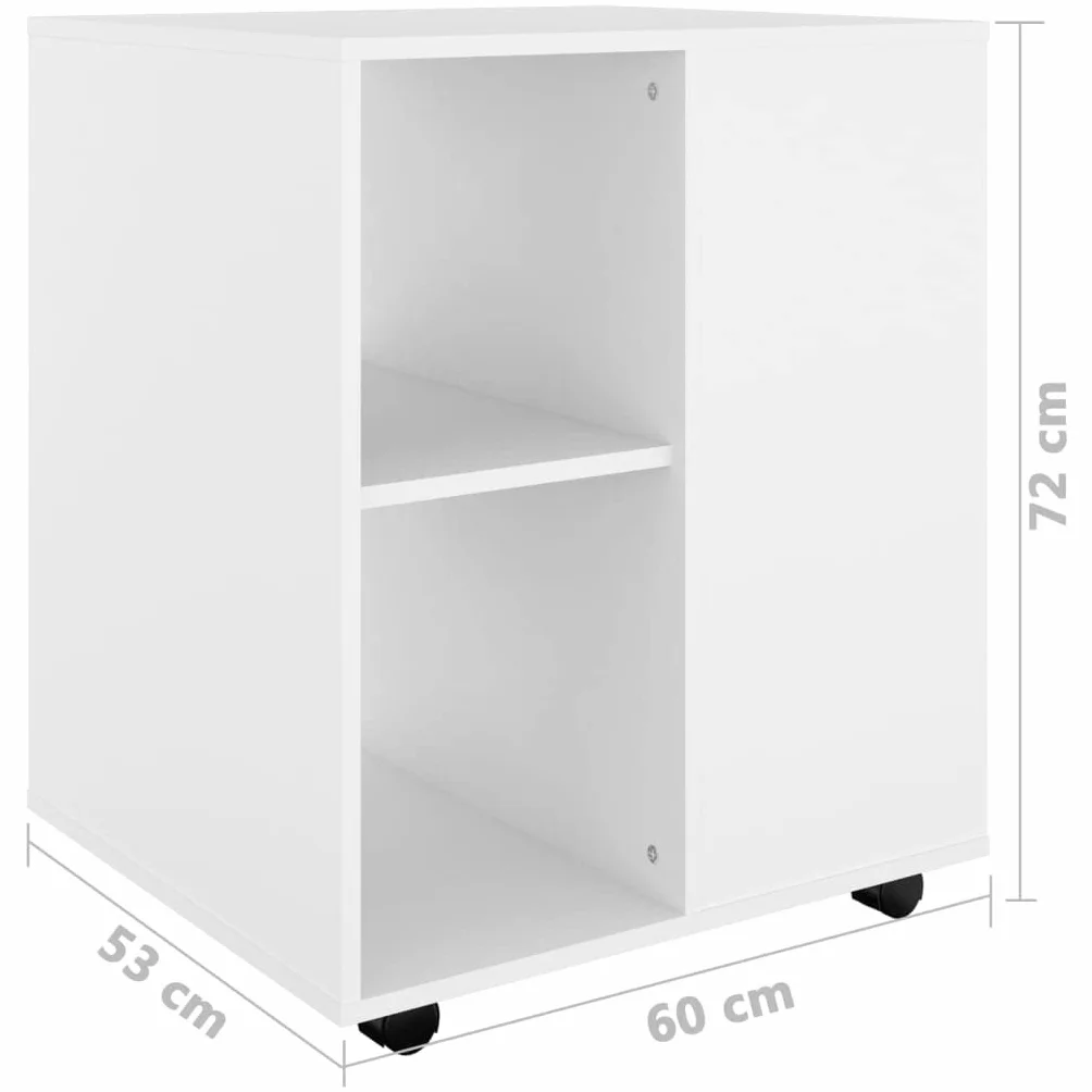 vidaXL Szafka na kółkach, biała, 60x53x72 cm, materiał drewnopochodny