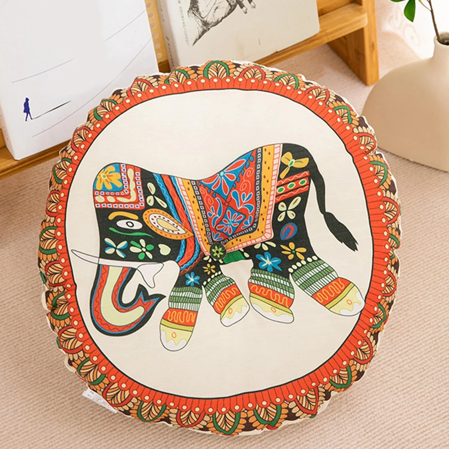 Stylowe okrągłe poduszki na krzesło, solidna poduszka do medytacji, gruba podkładka na krzesło do kuchni, boho poduszka podłogowa 40 x 40 cm na krzesła do jadalni, wewnątrz, na zewnątrz