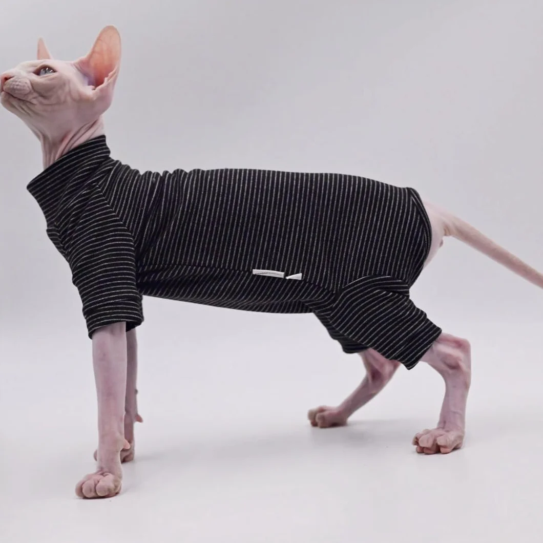 Bezwłosy ubranka dla kotów z czterema nogami, aksamitna, ciepła, jesienno-zimowa odzież dla kota Sfinksa, kot Devon Rex, Cornish (M)