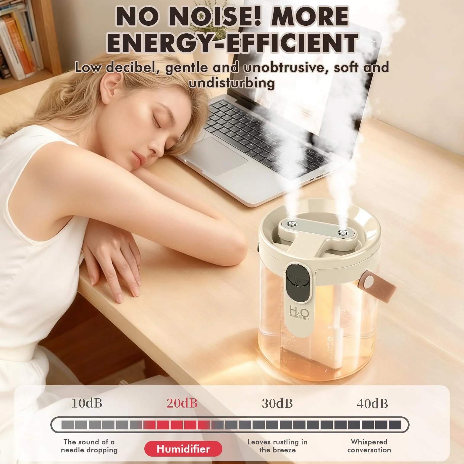 Beżowy stołowy nawilżacz powietrza, Home Dual-Spray wtyczka typu C