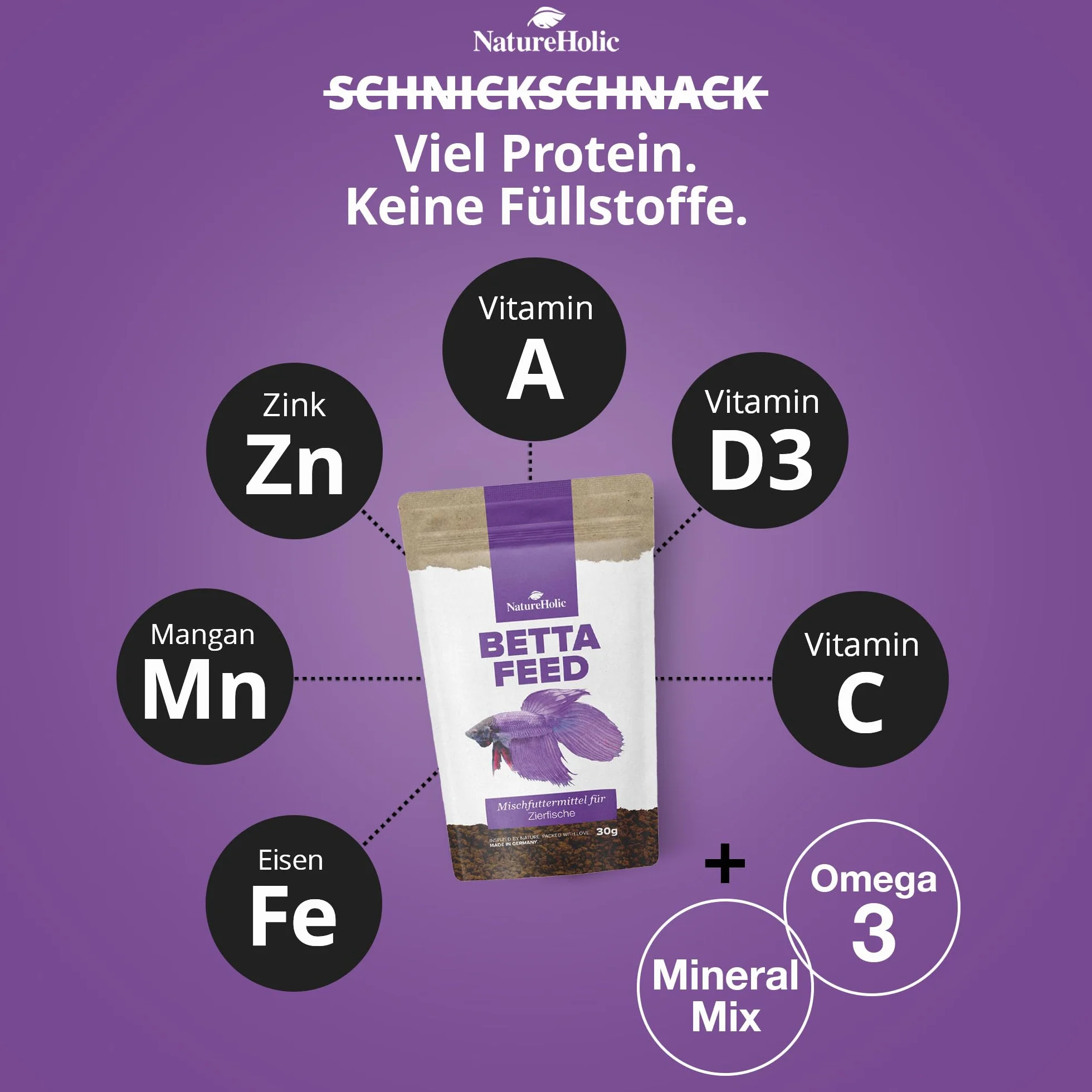 NatureHolic Bettafeed - Bettafutter I specjalny pokarm dla ryb bojowych I ze wszystkim, czego potrzebuj± Bettas I delikatna produkcja I wyprodukowany w Niemczech I 50ml