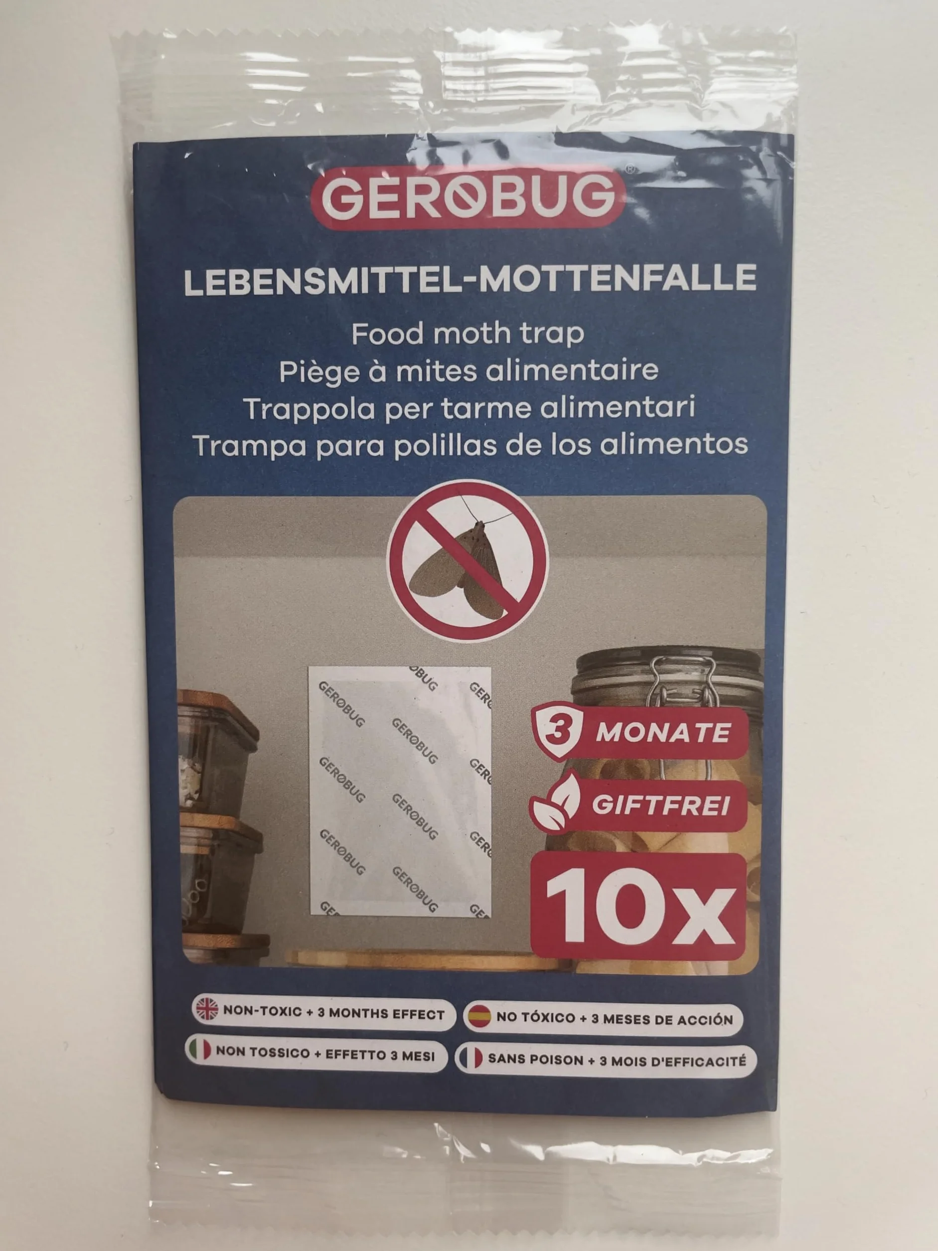 GEROBUG Pułapka na mole spożywcze 10 sztuk XXL Pack - bezzapachowe pułapki na mole spożywcze z maksymalnym efektem przyciągania - pułapka o długim czasie działania
