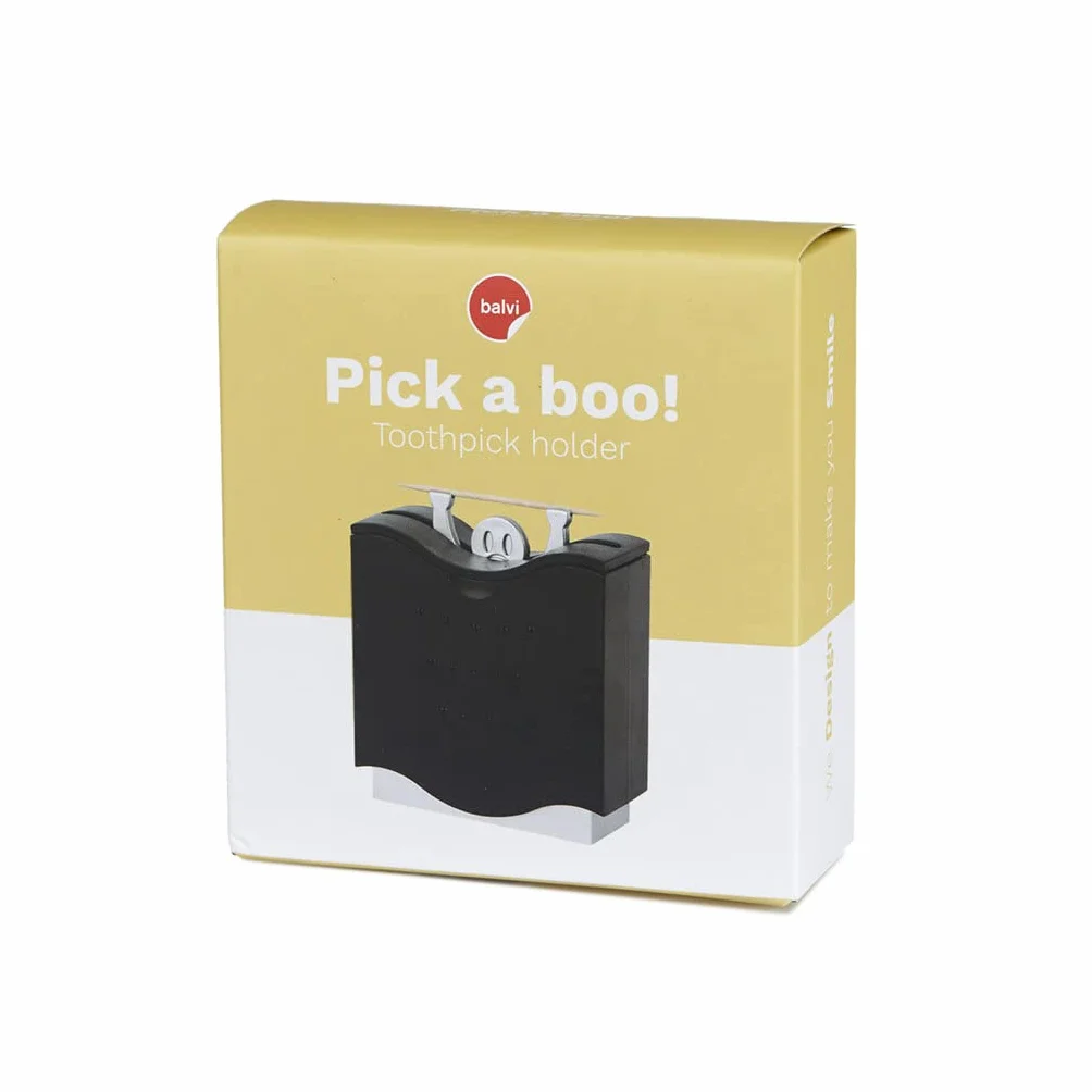 Balvi Pick A Boo! Dozownik Do Wykałaczek Plastik Czarny/Srebrny