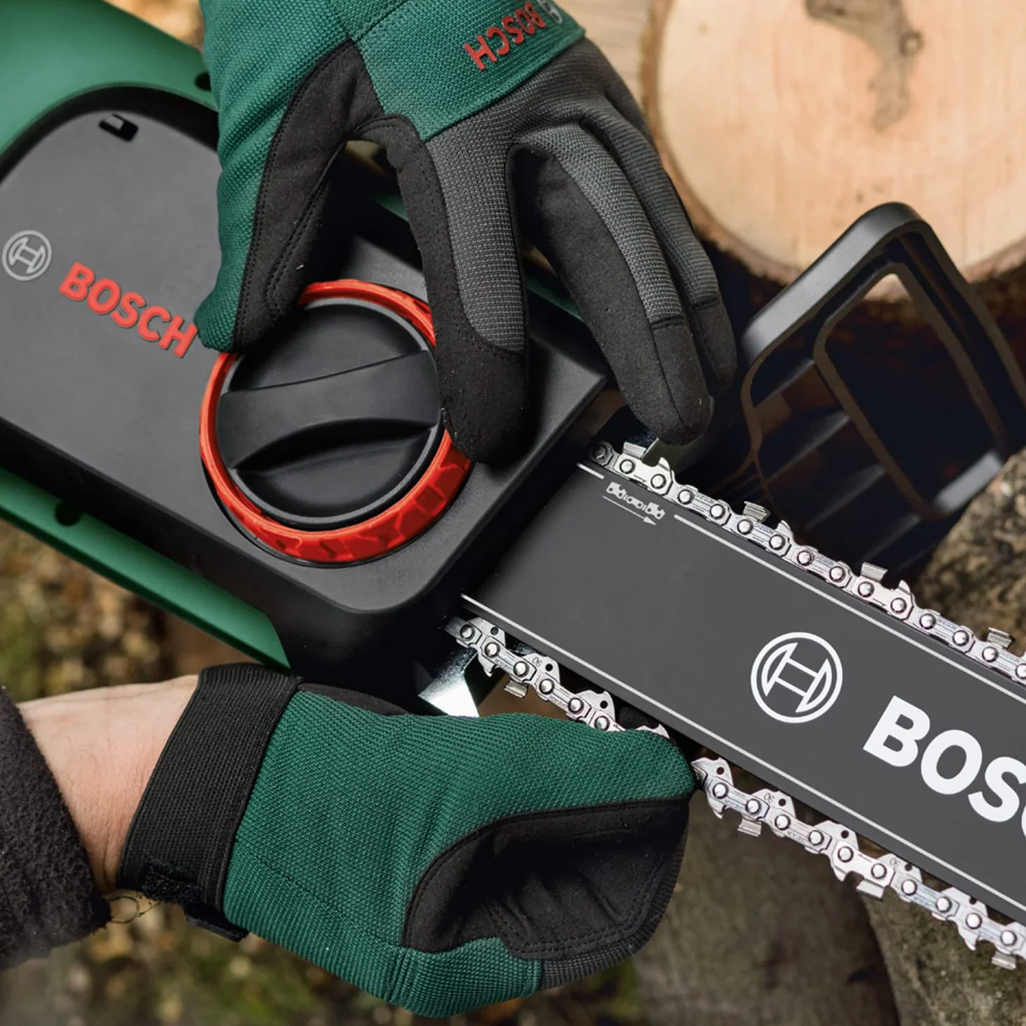 Bosch Home and Garden Piła łańcuchowa UniversalChain 35 (1 800 W, niewielka waga: 4,2 kg, prędkość łańcucha: 12m/s, opakowanie kartonowe), Zielona