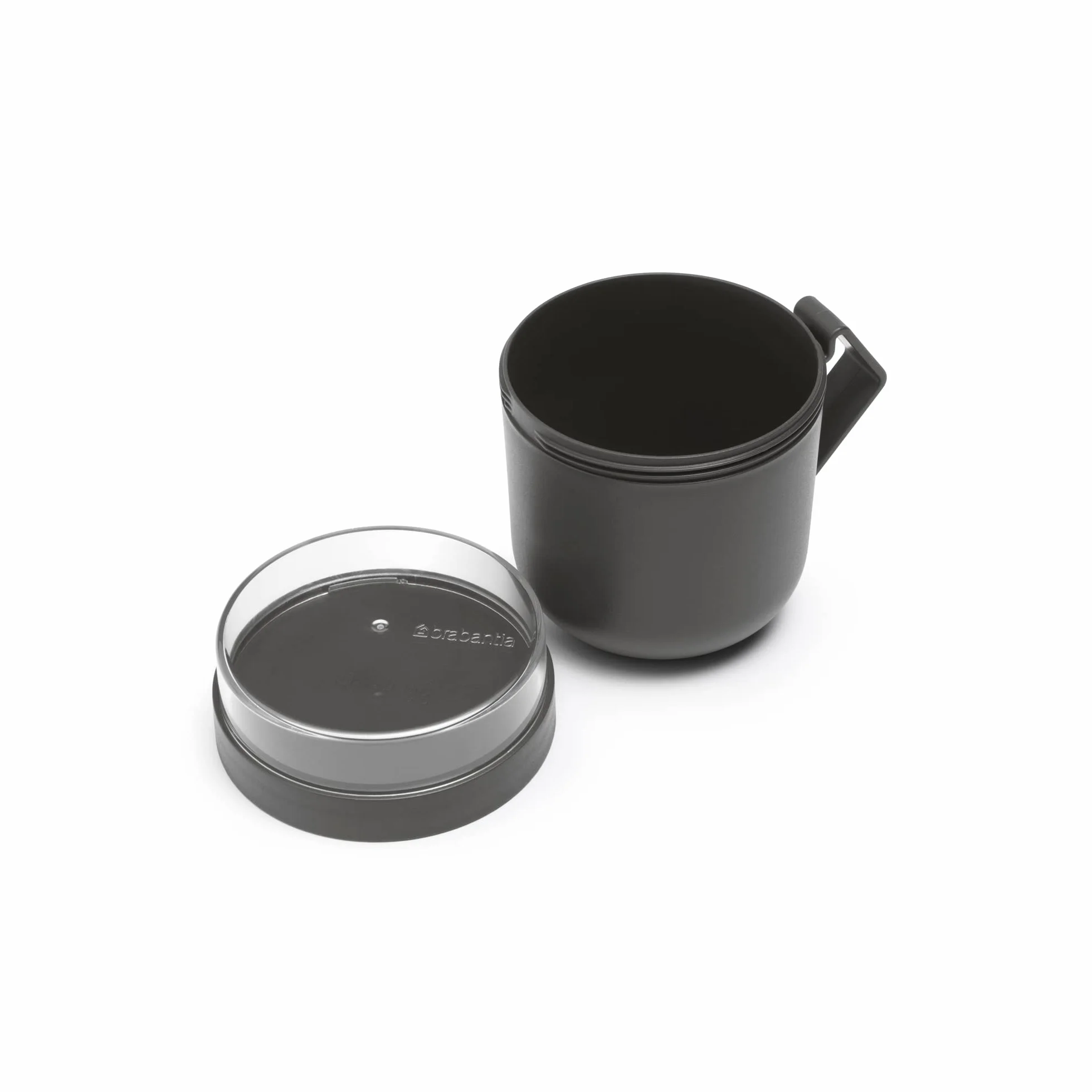 Brabantia - Make & Take Kubek na Zupę 0.6L - Odkręcany Pojemniki na Dodatki (180 ml) & Uchwytem - Szczelny - Nadaje się do Zamrażarki, Zmywarki & do Mikrofalówki - Dark Grey