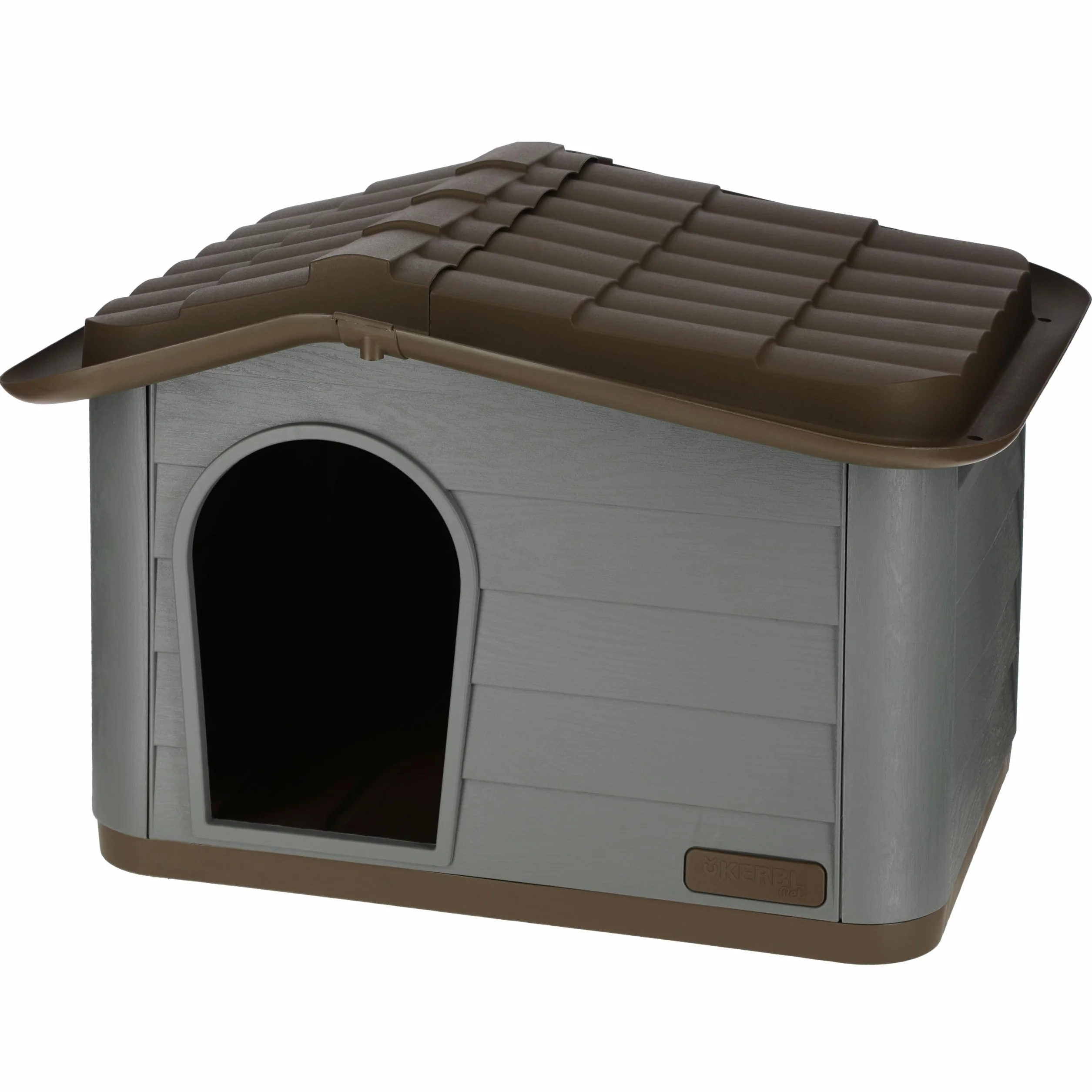 Kerbl 81341 domek dla kotów Paola Eco, wygląd śródziemnomorski, tworzywo sztuczne z recyklingu, szaro-zielony/brązowy, 60 x 51 x 41 cm