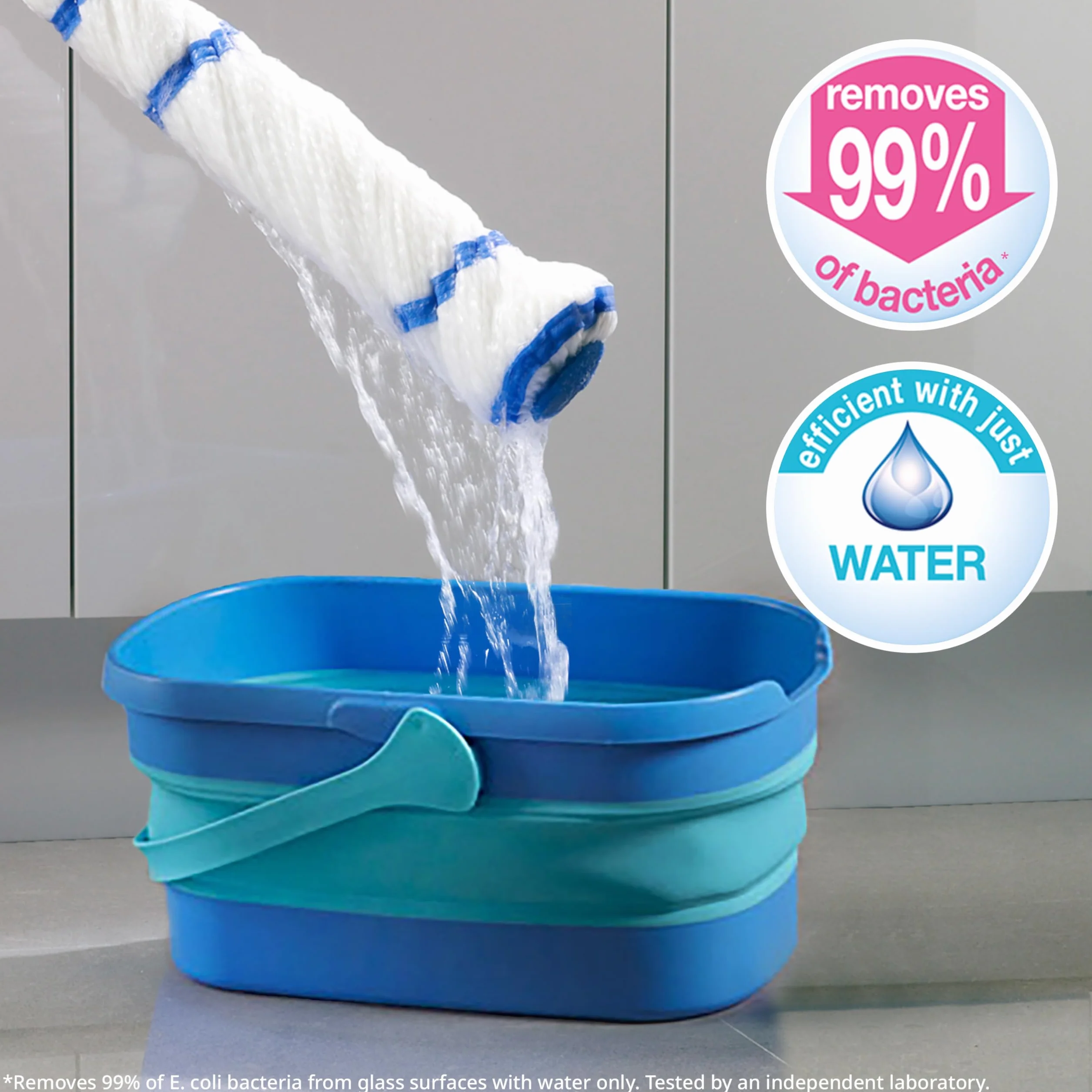 Spontex Mop Twist, mop z mikrofibry z wbudowanym systemem samoczynnego wyciskania, odporna na zarysowania podkładka do czyszczenia twardych plam, czyści laminat, drewno i płytki podłogowe, zmywalna