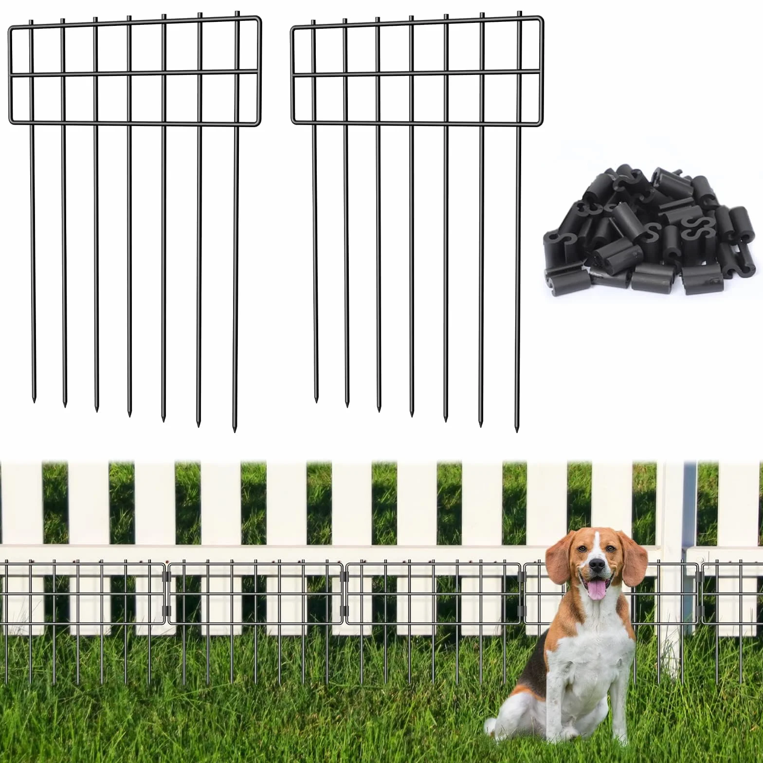 LIANTRAL 25 paneli Ogrodzenie ogrodowe bez kopania, metalowy panel ogrodzeniowy, ogrodzenie barierowe dla zwierząt, dla psów, królików, zwierząt domowych, łatwy montaż, ogrodzenie tarasowe