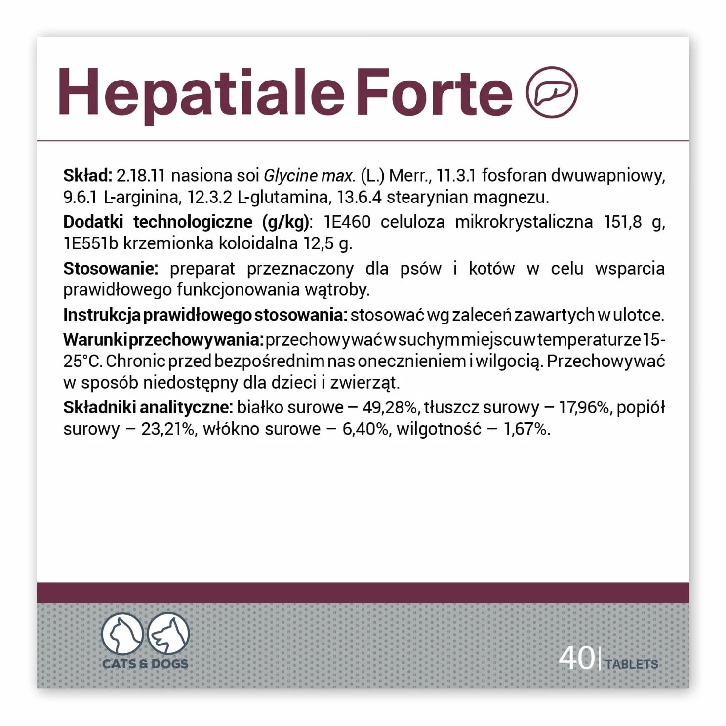 VET EXPERT HEPATIALE FORTE - preparat wspomagający funkcje wątroby dla psów i kotów