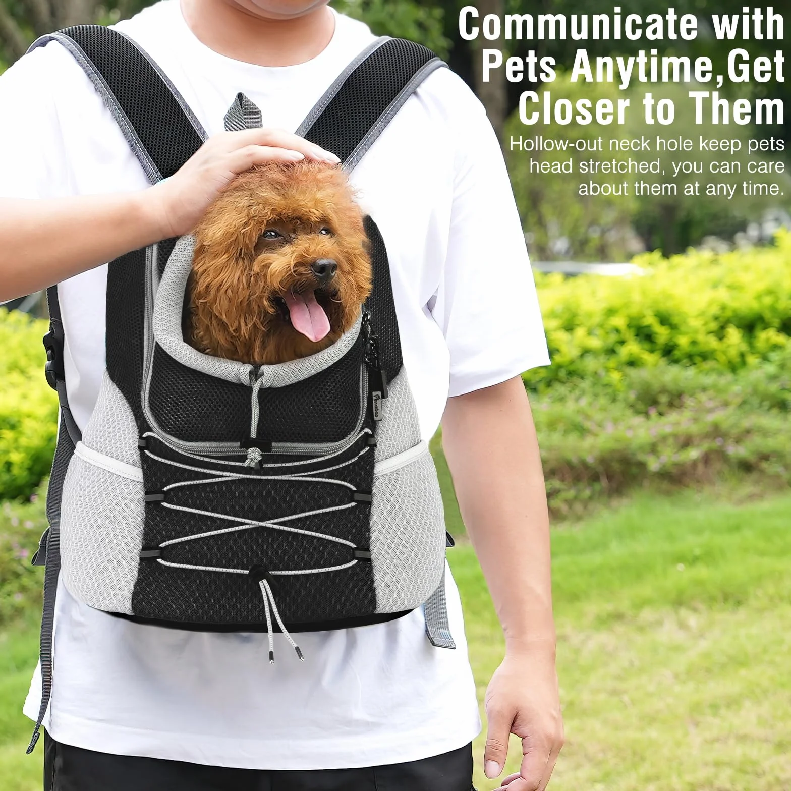 Pawaboo Pet Dog Carrier Backpack dla małych i średnich psów kotów, regulowany oddychający plecak podróżny z pasami bezpieczeństwa, czarny M