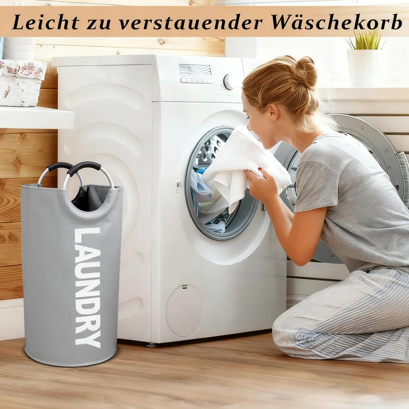 Laundry Baskets, składany worek na pranie, 115 l, z uchwytem, worek na pranie z tkaniny Oxford, przenośny, duży, składany kosz, do mieszkania, mieszkania i przyczepy kempingowej