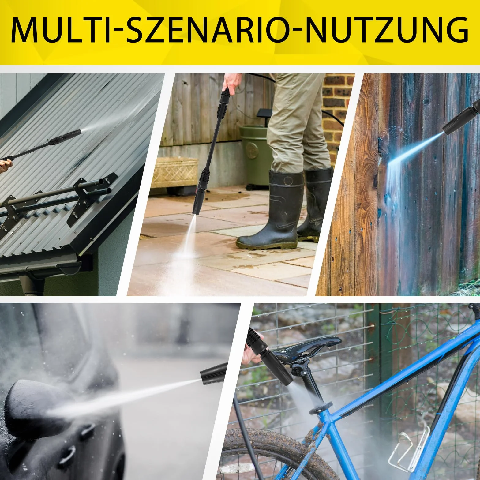 Zamiennik do myjki wysokociśnieniowej z przedłużającym się rurem, pasuje do elektrycznych myjek wysokociśnieniowych Kärcher, odpowiedni dla wszystkich węży Kärcher serii K (K2–K7), 14931 kPa