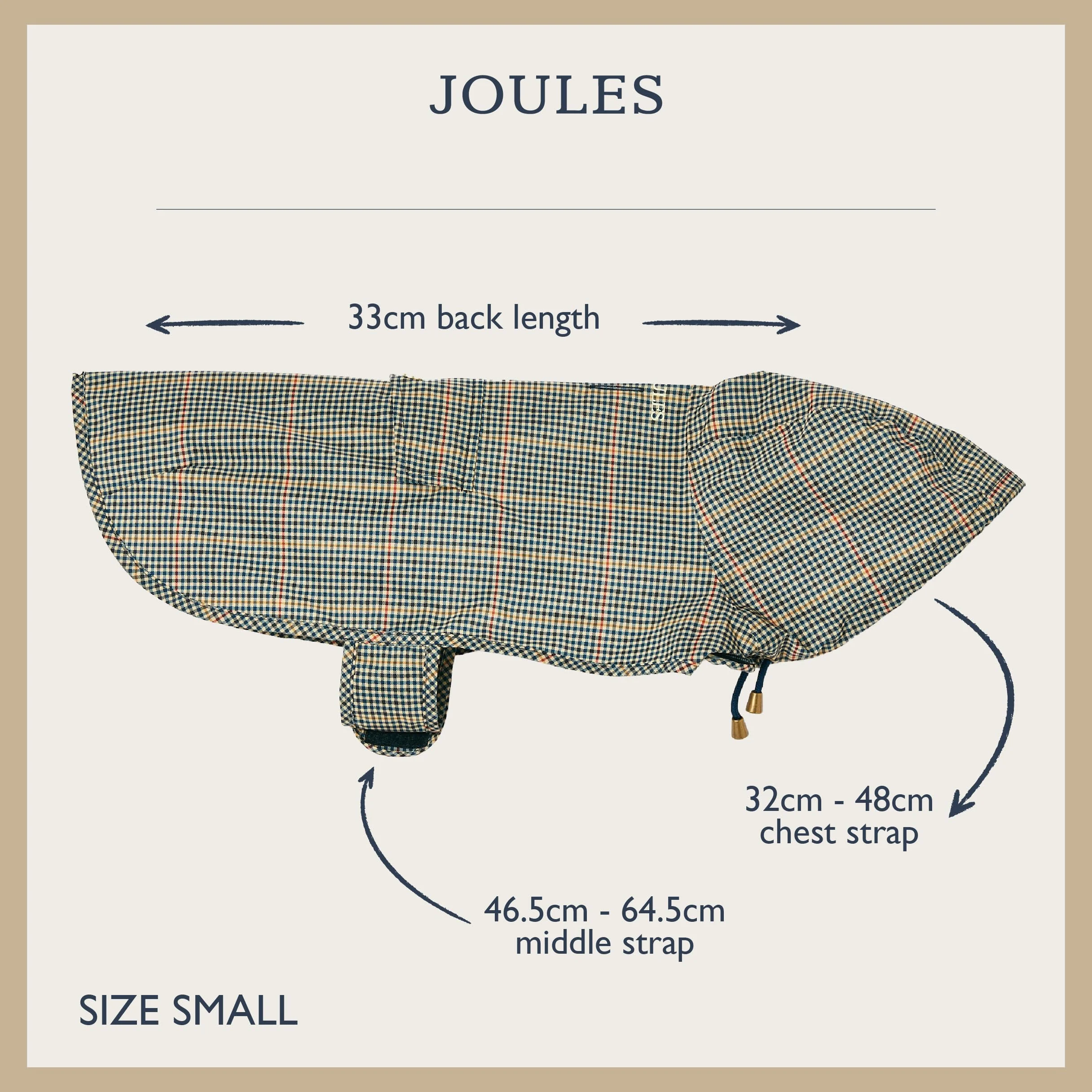 Rosewood Joules Henson Check Packaway Kurtka dla Psów Wodoodporna Mała Lekka Pranie
