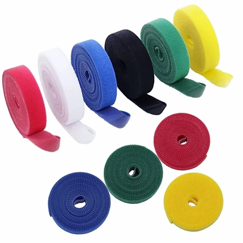 2/10M opaski kablowe wielokrotnego użytku pętla pakiet samoprzylepny zapięcie akcesoria DIY nylonowy pasek organizer klips uchwyt na przewody (żółty, 2 metry - 10 mm) (niebieski 5M (1 rolka))