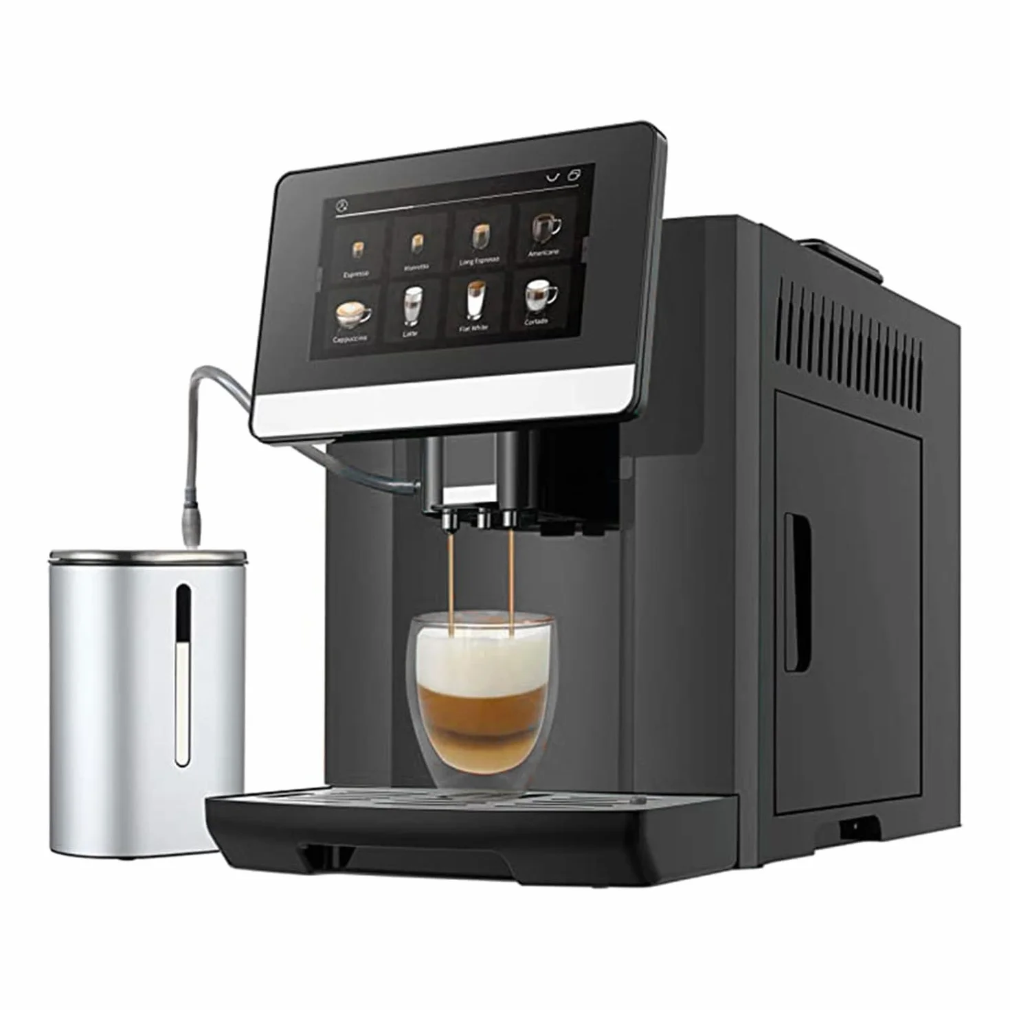 Ekspres do kawy Coffee Aroma LCD PRO, ekspres do kawy, czarny, 10 własnych kompozycji, Coffee Machine 7-calowy dotykowy wyświetlacz LCD, 19 bar, niemieckie menu