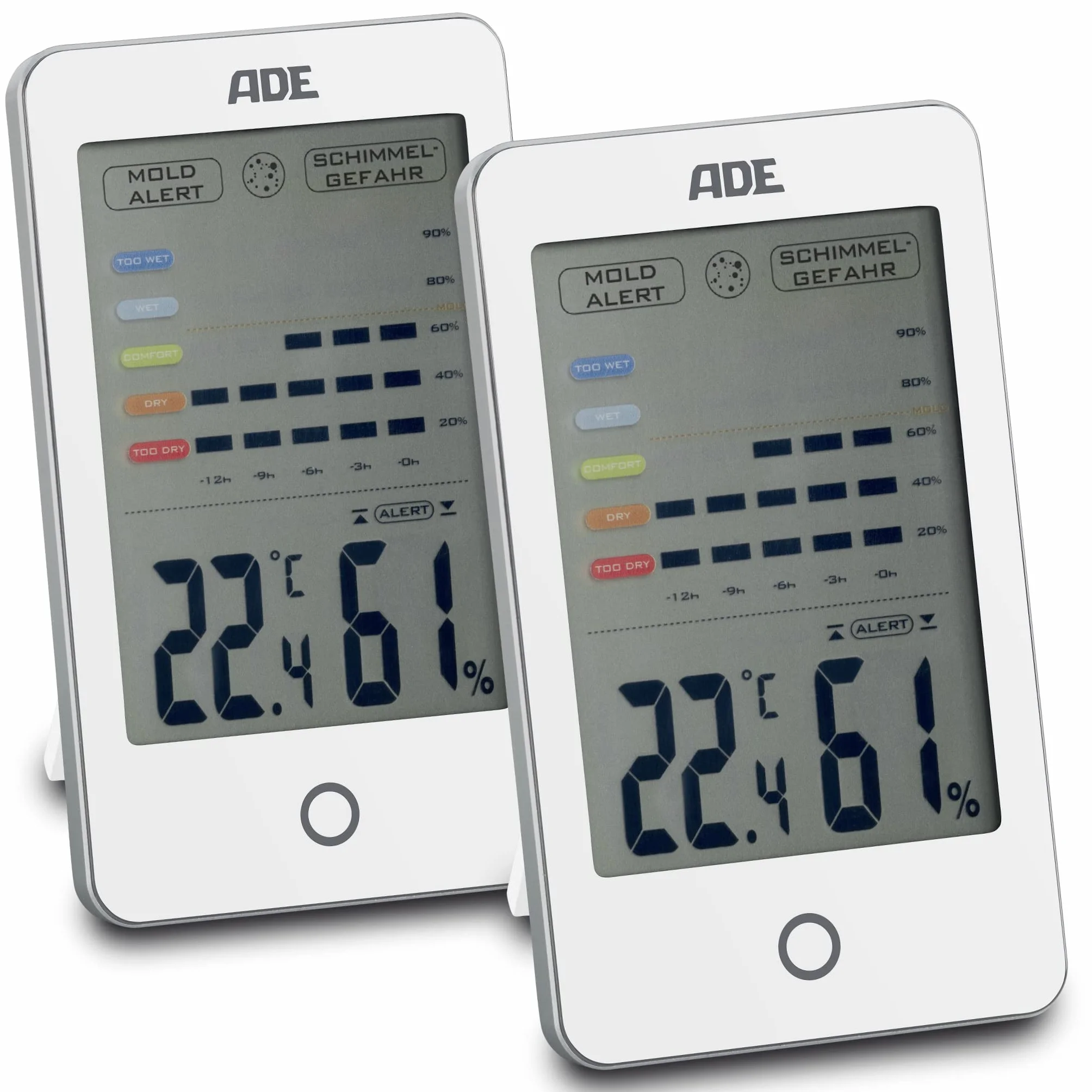 ADE cyfrowy higrometr z termometrem duży wyświetlacz LCD biały