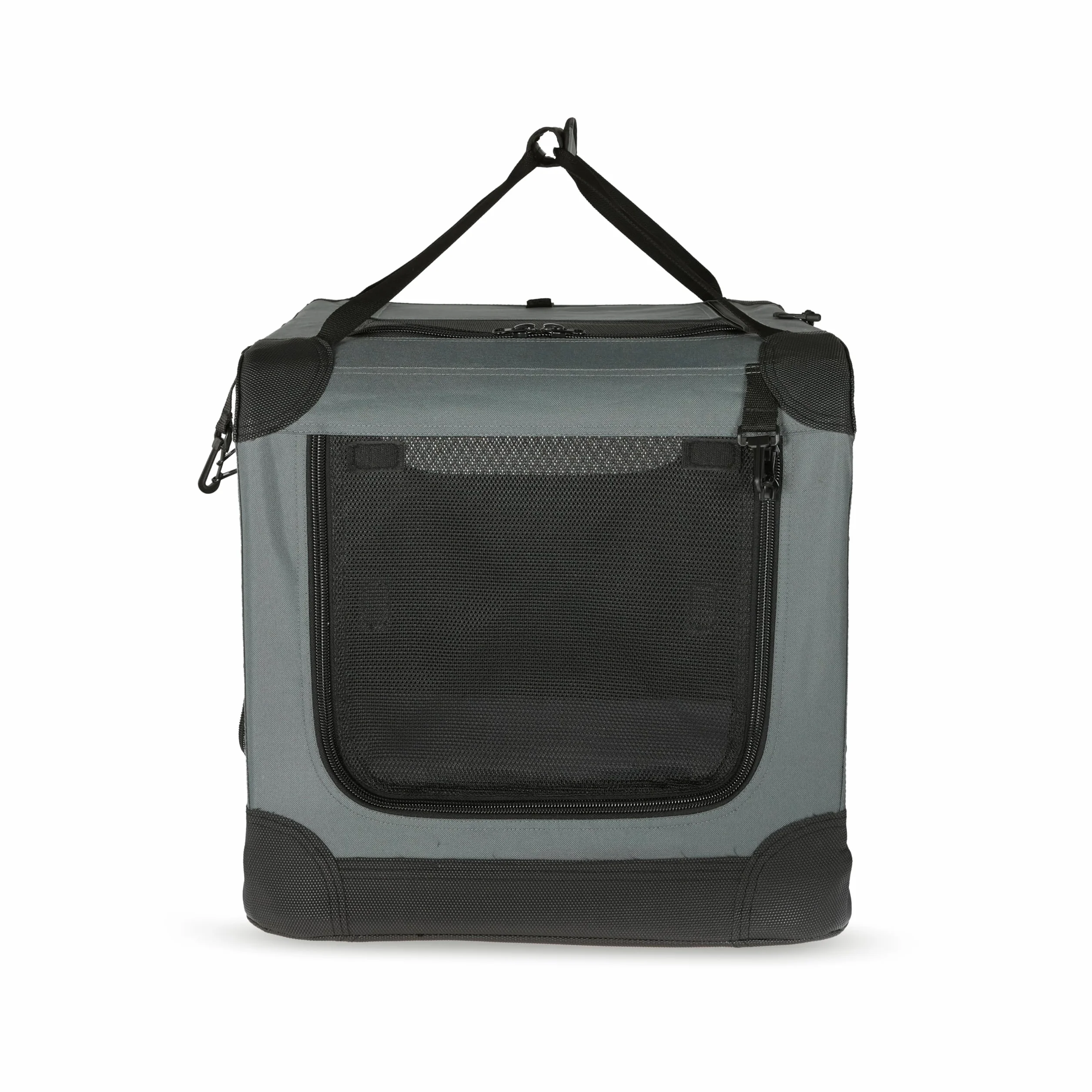 Amazon Basics 4 drzwiowy składany transporter podróżny dla kotów, psów, szary, S 66cm x 46cm