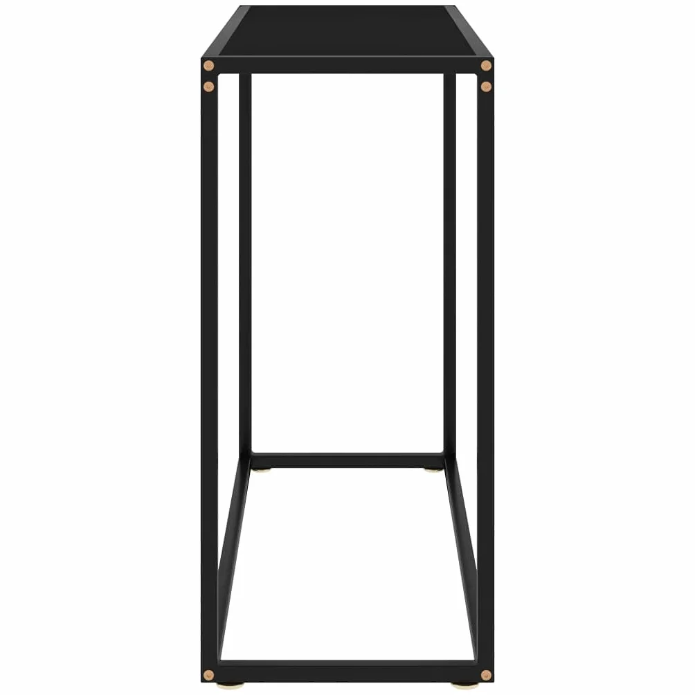 Générique Konsola stołowa czarna 80 x 35 x 75 cm szkło hartowane | Stal malowana proszkowo, wytrzymała i stabilna, łatwa do czyszczenia, stolik boczny do salonu