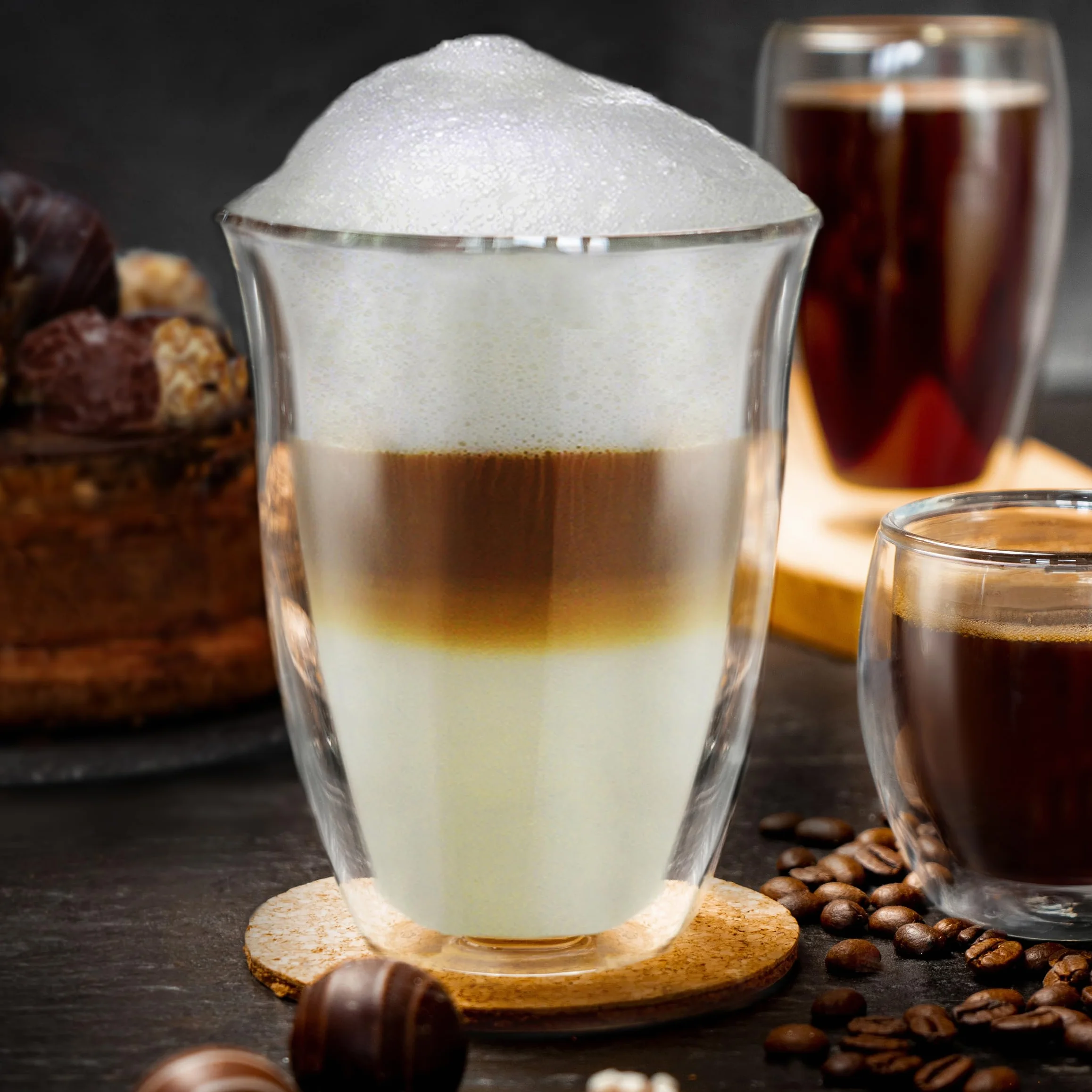 Creano Szklanki do kawy o podwójnych ściankach 400 ml - izolowane kubki do latte macchiato - cappuccino, herbata - ręcznie robione żaroodporne kubki XXL - 2 szt. (1 opakowanie)