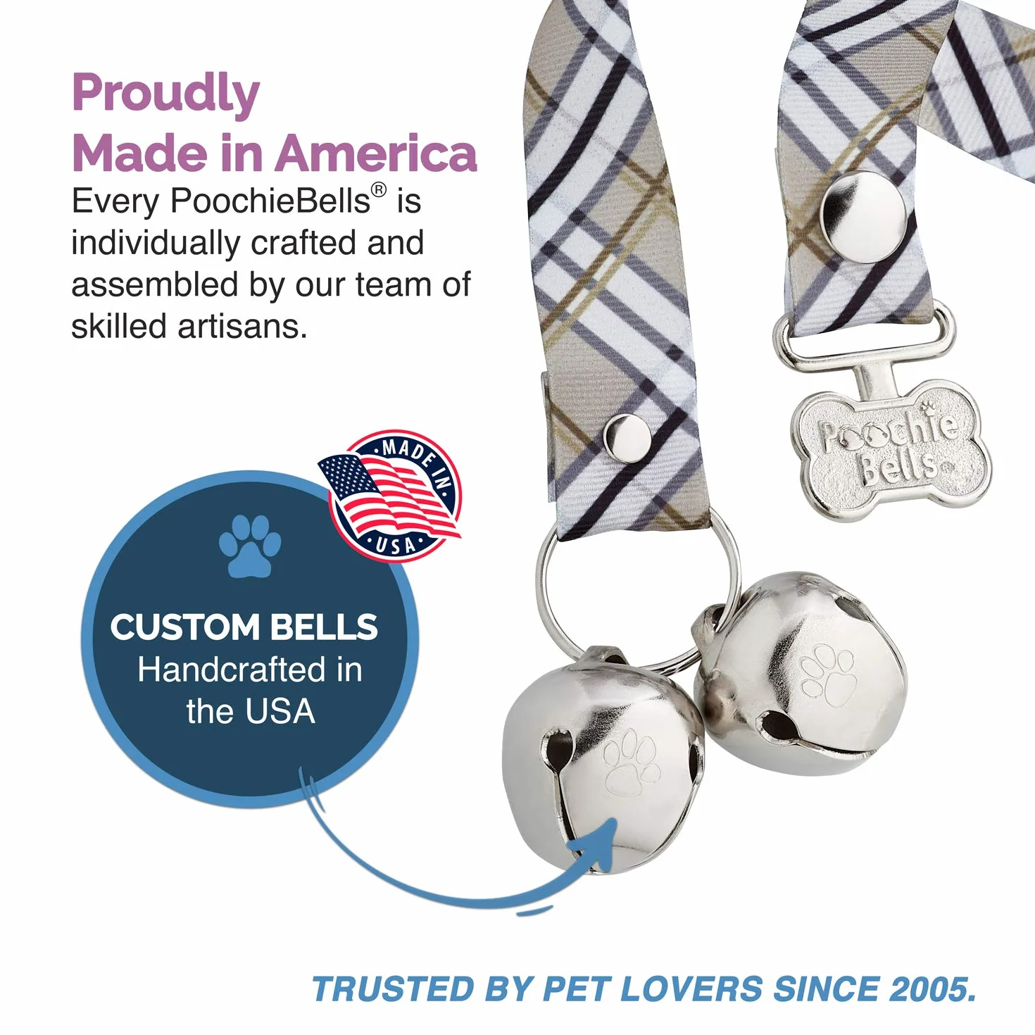 PoochieBells The Original Doggie Doorbell, Safe and Effective Puppy Potty Training Bells, Sahara (PB-Sahara)