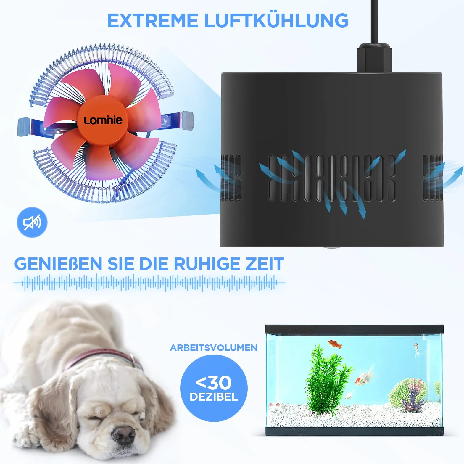 Lominie Oświetlenie akwarium 80 W, ściemniana, pełne spektrum, lampa zaciskowa z łabędzią szyją