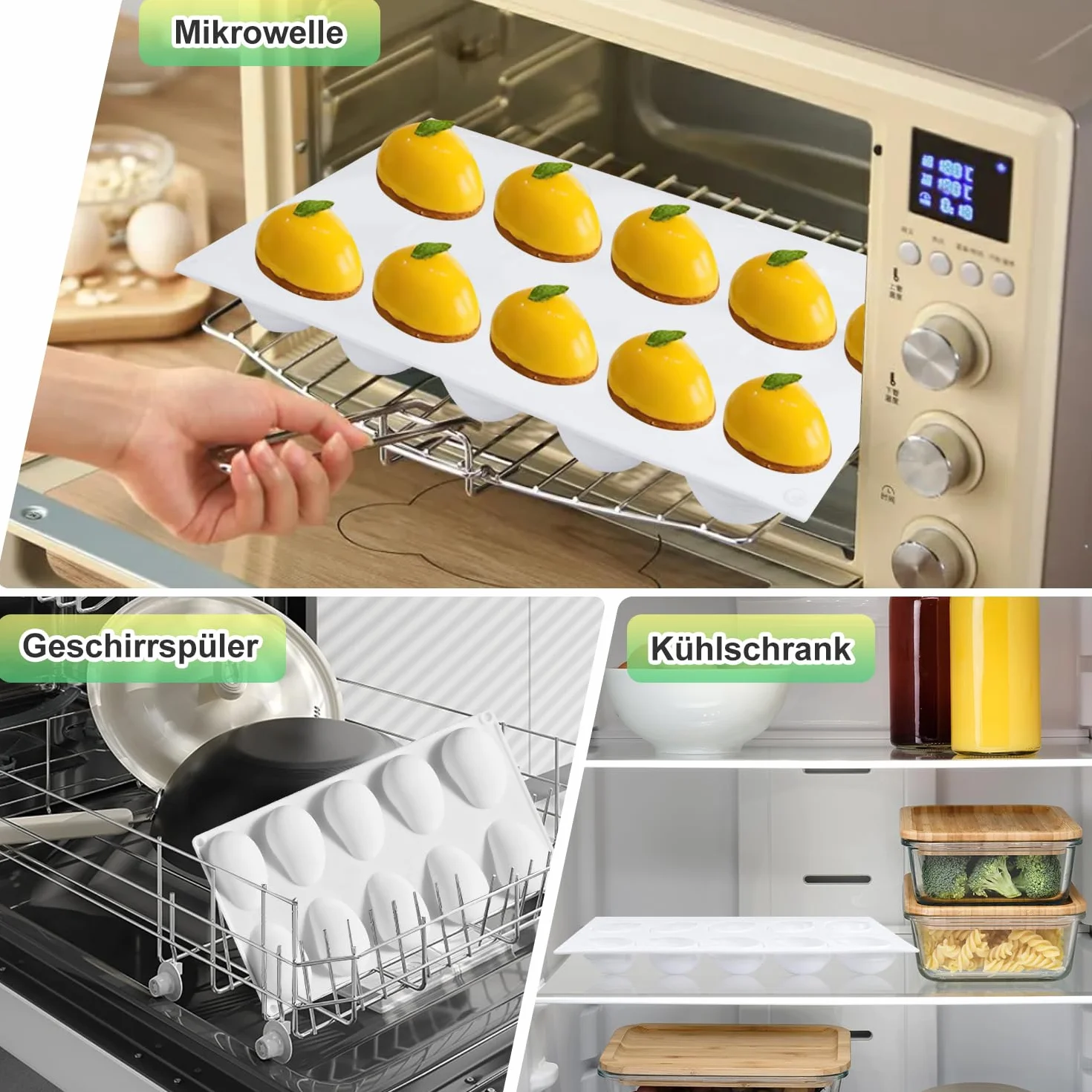 Silikonowa forma do mango, 10 otworów, 3D, mango, do samodzielnego wykonania, ciast, musów, deserów, puddingów