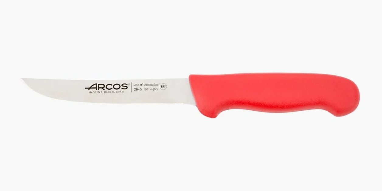 Arcos 294522 seria 2900-boning nóż nóż nitrm 160 mm (6,30 cala) - uchwyt polipropylenowy czerwony kolor, stal nierdzewna 18/8