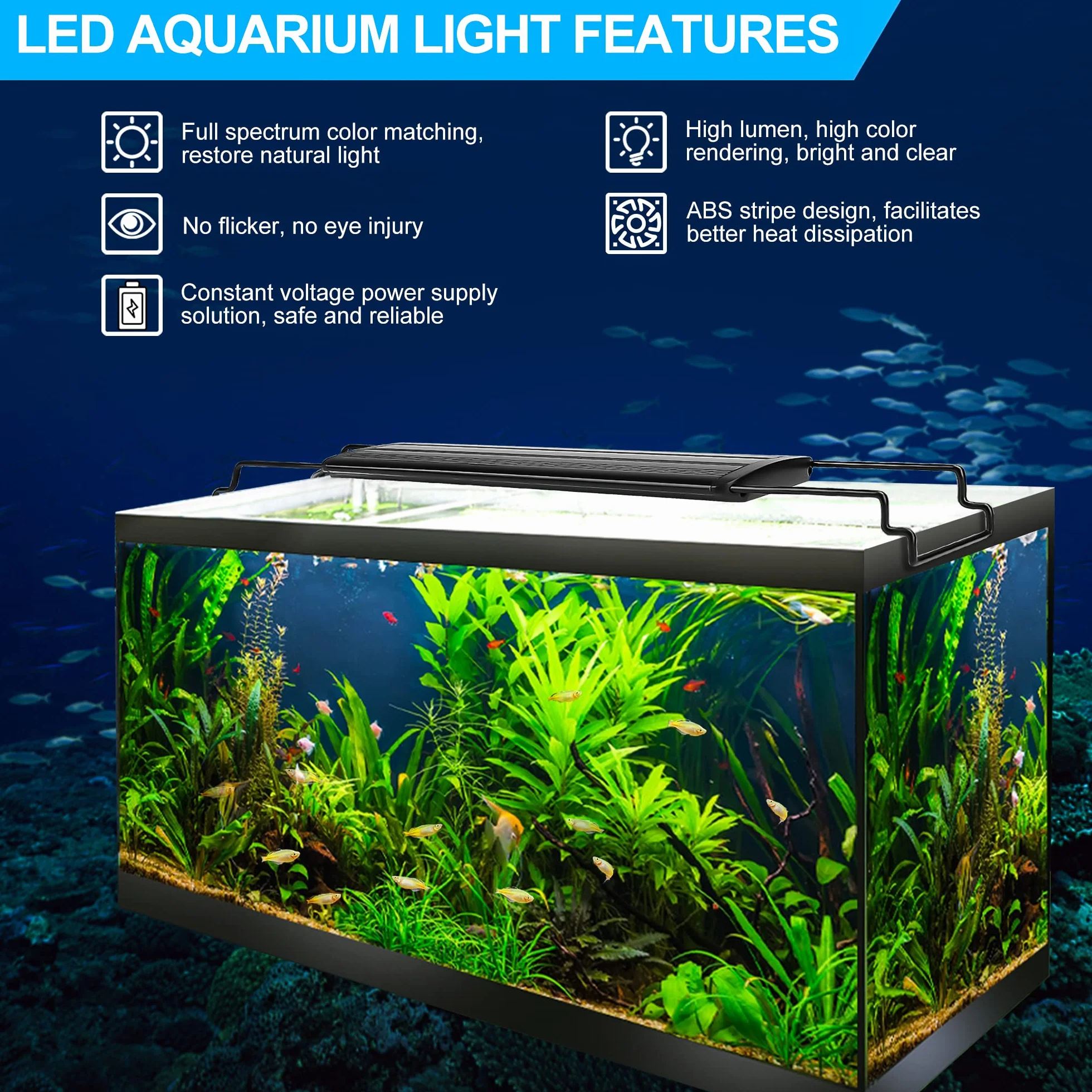 Lampa LED do akwarium pełne spektrum SPL-45 z timerem 10 poziomów jasności