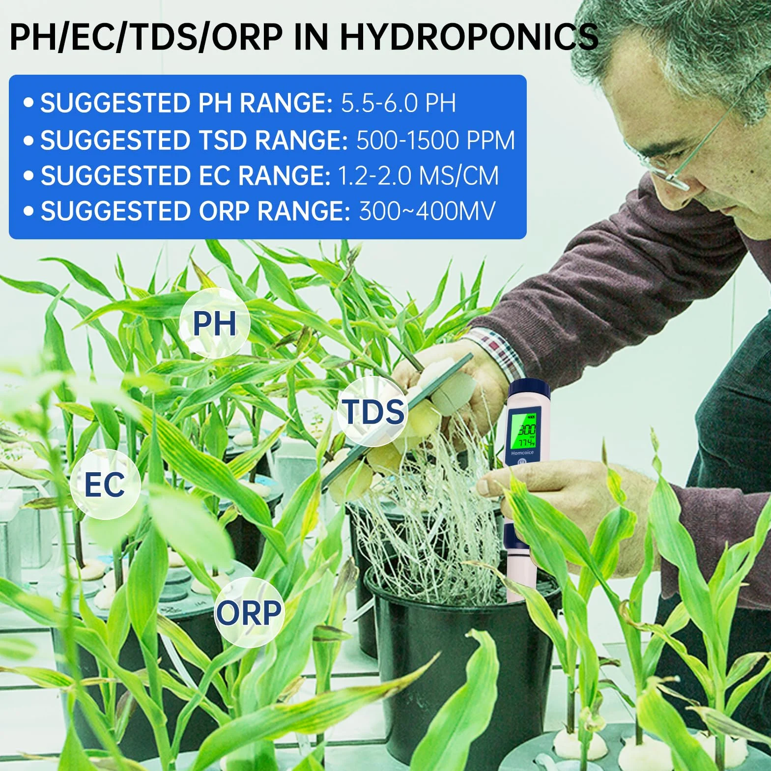 Miernik pH 7 w 1 z TDS EC Salinity S.G ORP, profesjonalny tester pH, miernik zawartości soli, wodoszczelność IP67, precyzyjny cyfrowy miernik pH basenu z funkcją ATC