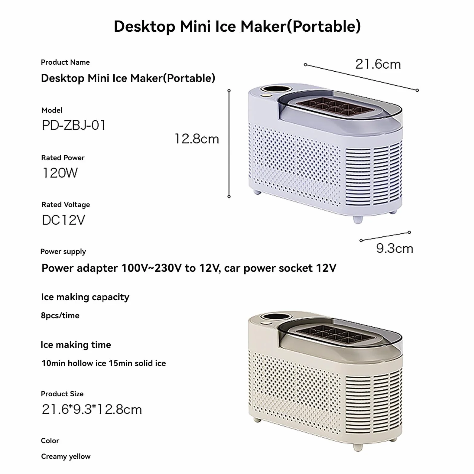 Mini Kostkarka Do Lodu Do Użytku Domowego - Mała Stacjonarna Kostkarka Do Lodu Z Obsługą Jednym Przyciskiem I Odłączaną Tacką Na Lód Do Kuchni, Biura, Podróży I Kampera