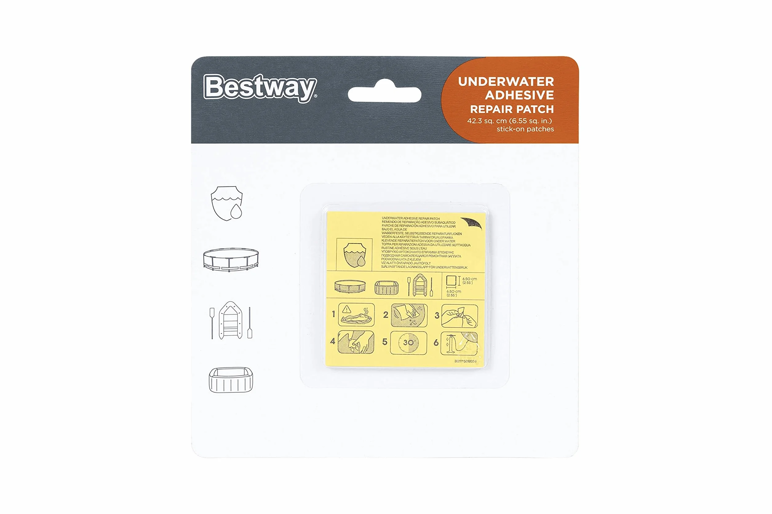 Bestway Wodoodporne, samoprzylepne łatki naprawcze 6,5 x 6,5 cm, 10 sztuk