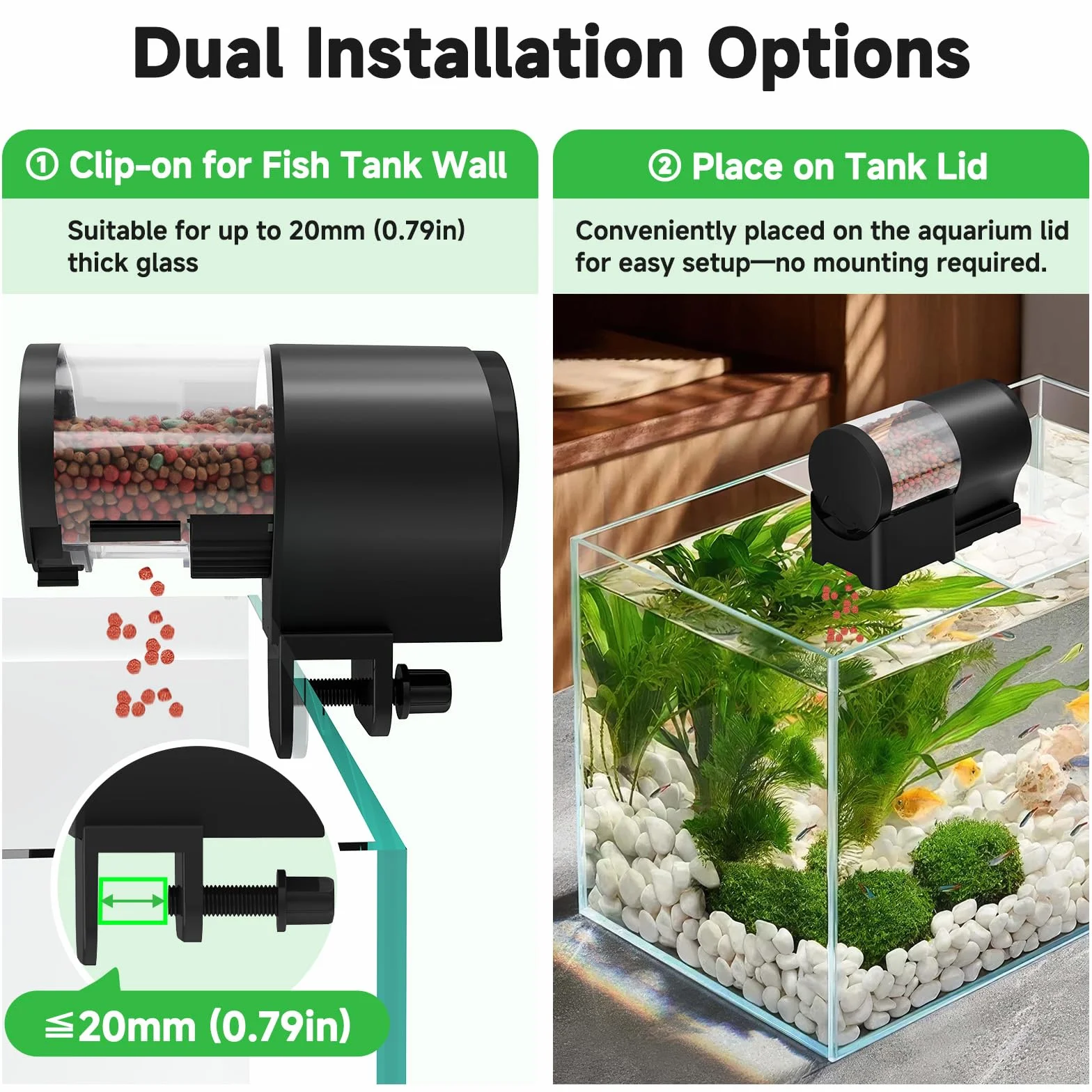AQQA Automatyczny karmnik dla ryb do akwarium 110 ml z timerem 12H/24H/48H