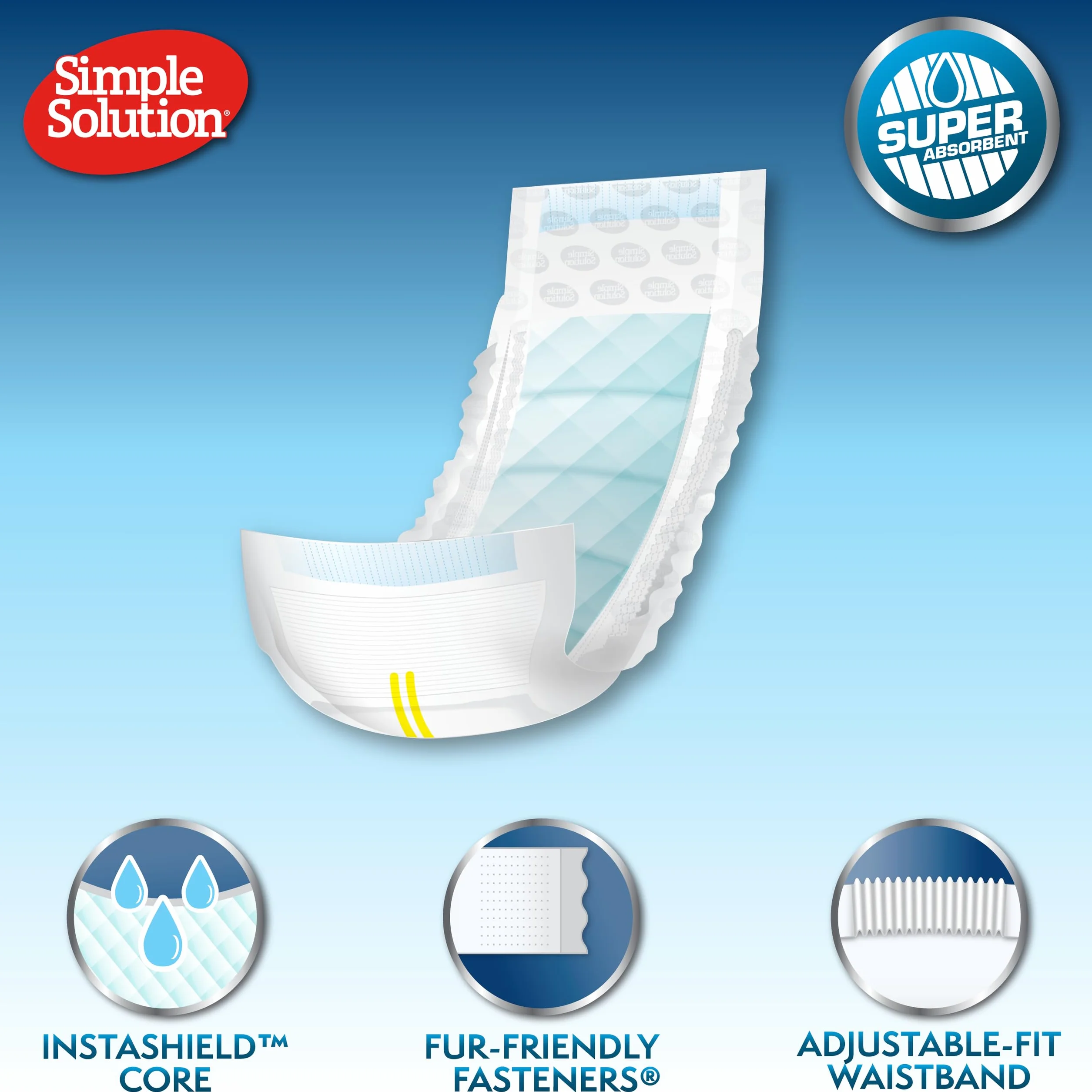 Simple Solution Insta Shield Pieluchy dla Psa, Biały, 12 x M