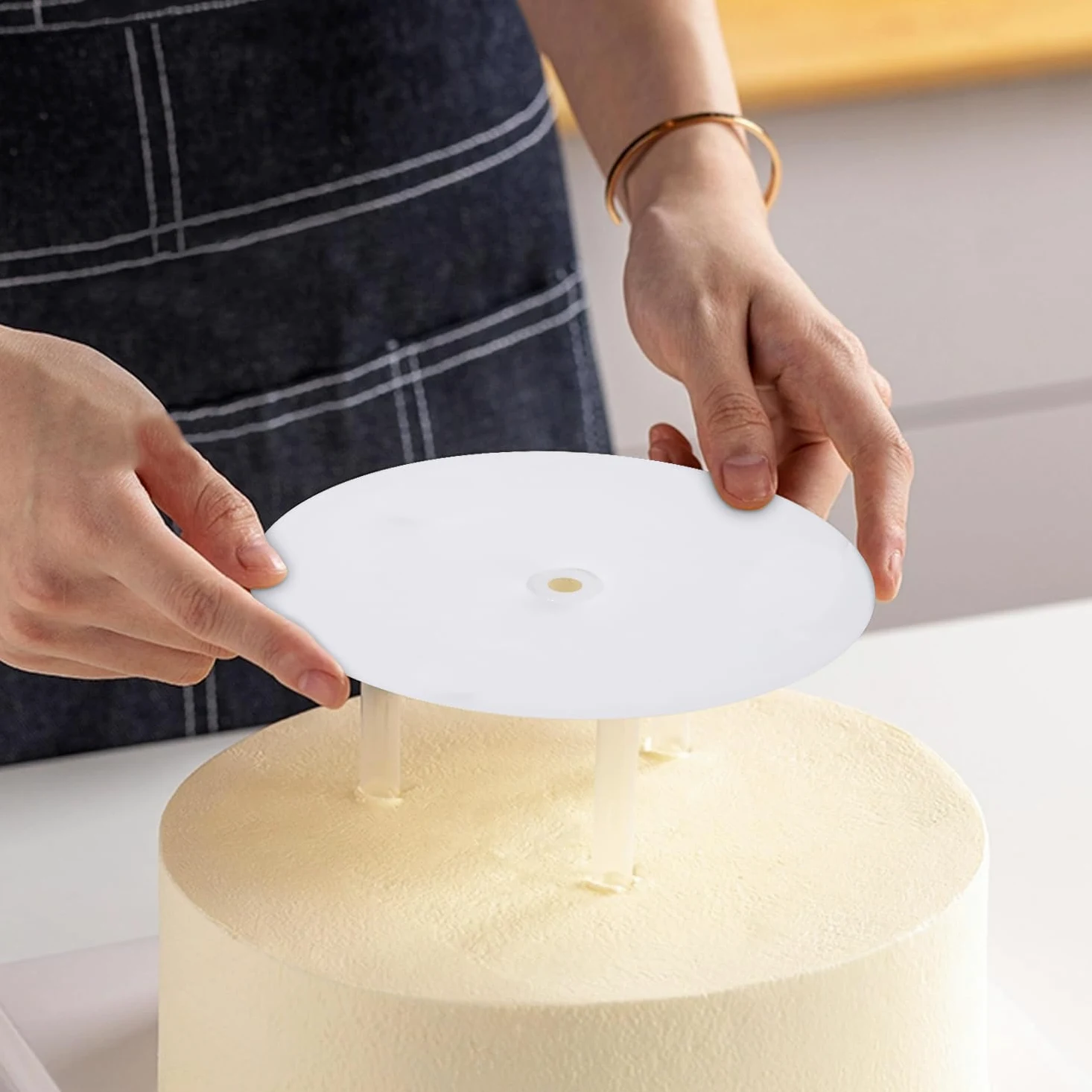 Stojak na tort, stojak na tort wielokrotnego użytku, podstawa na tort (9/12/16/20 cm) z 21 kawałkami plastikowych kołków, stojaki na torty piętrowe, na wesele, przyjęcie urodzinowe, festiwal