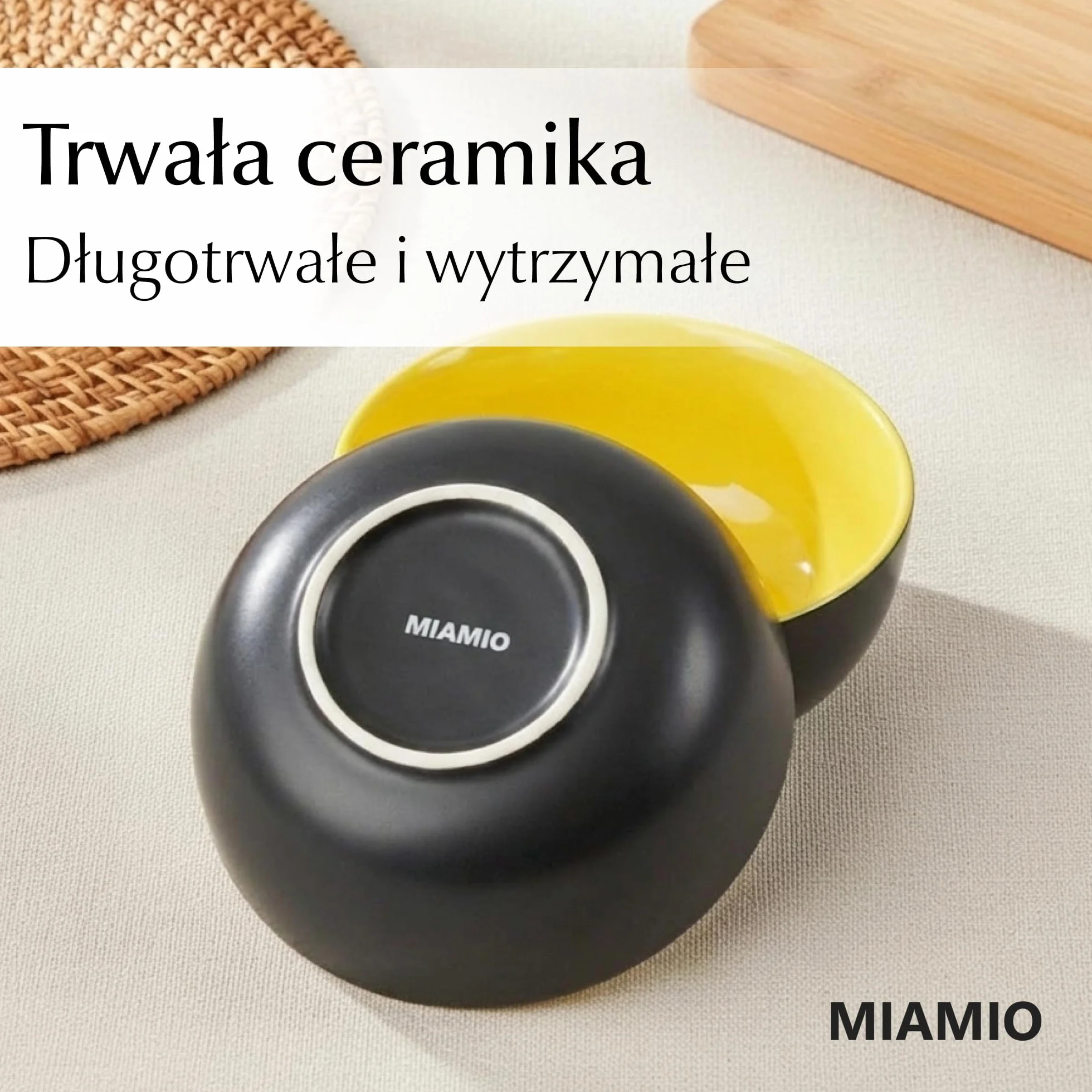 MIAMIO - zestaw misek kamionkowych 6 x 500 ml, czarne zewnątrz, kolorowe wewnątrz - Kolekcja Le Papillon (Mieszane)