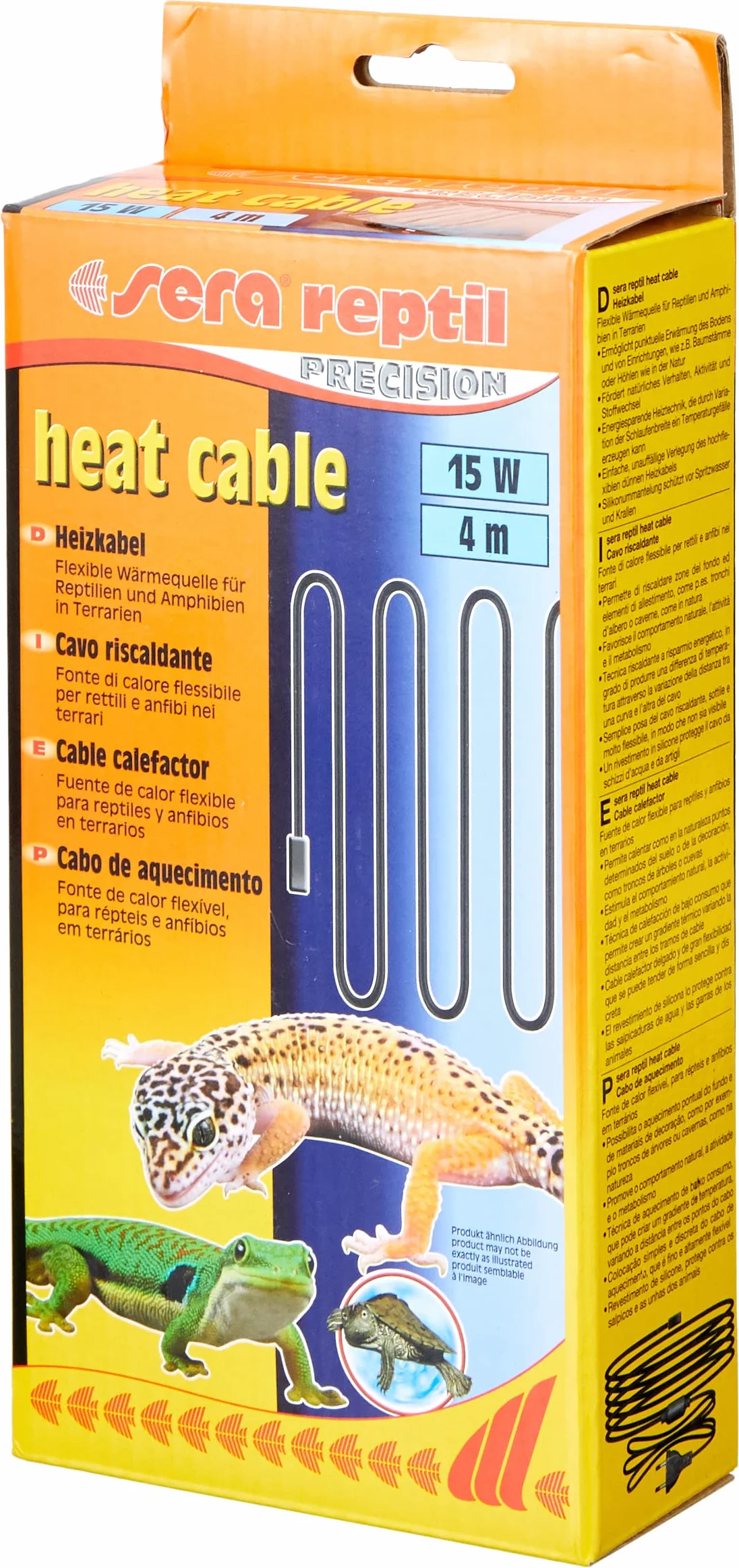 sera 32008 reptil Heat Cable (4 m) 15 W, kabel grzewczy do terrariów, kabel silikonowy odporny na wodę rozbryzgową i pazury